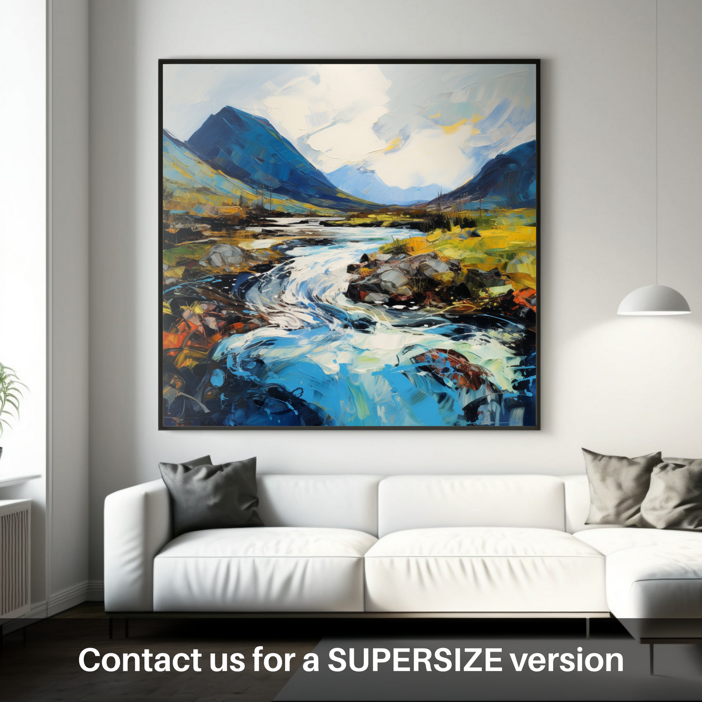 Painting and Art Print of River Etive, Argyll and Bute. Majestic Etive: An Expressionist Journey Through the Scottish Highlands.
