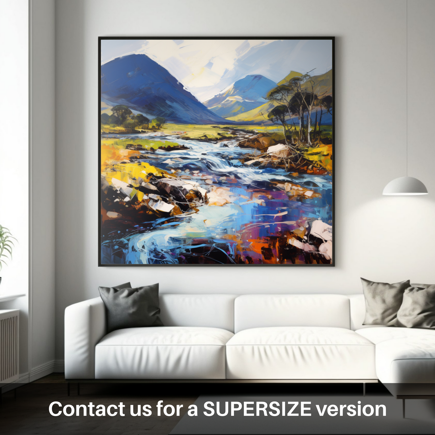 Painting and Art Print of River Etive, Argyll and Bute. River Etive's Untamed Majesty: An Expressionist Journey through Argyll and Bute.