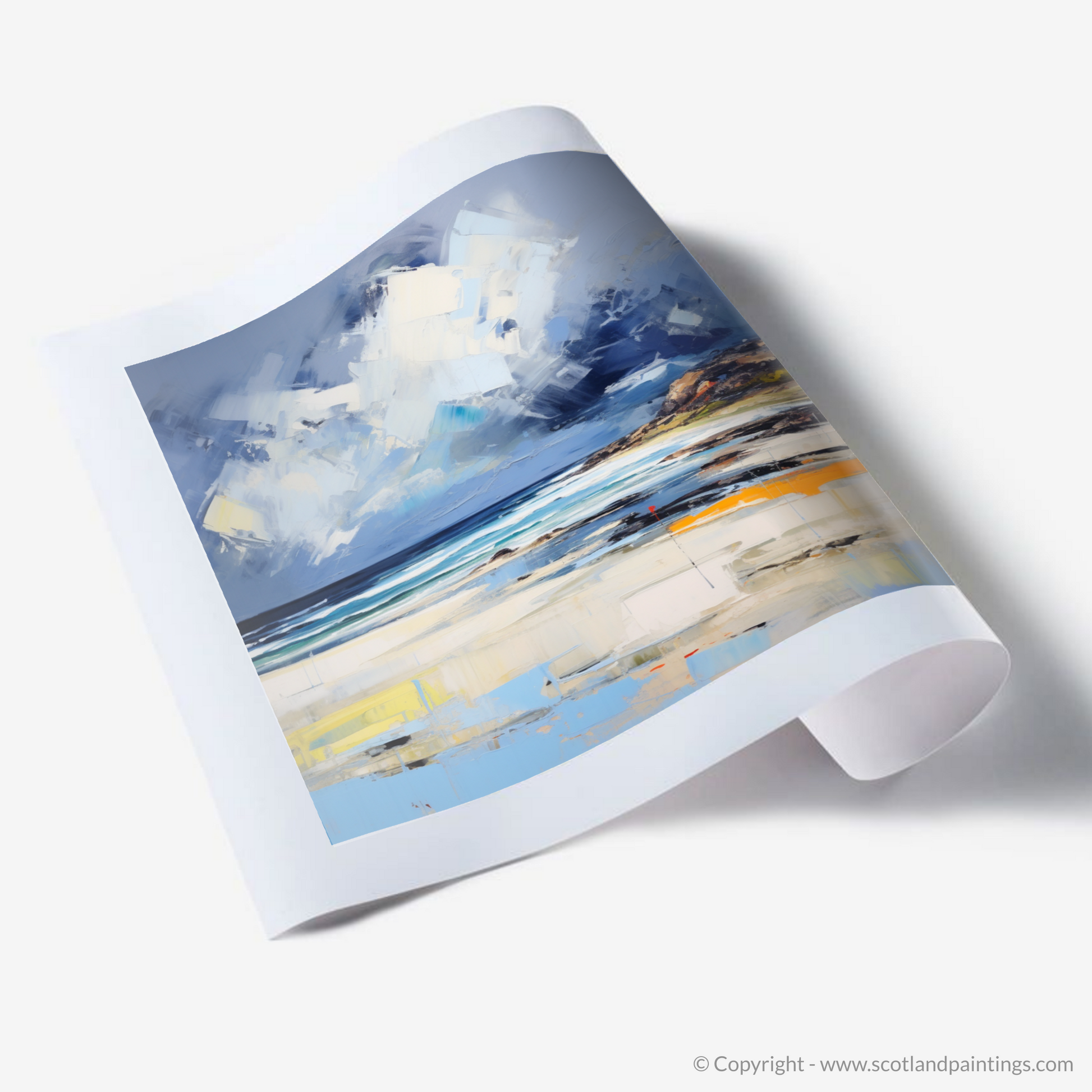 Art Print of Scarista Beach with a stormy sky