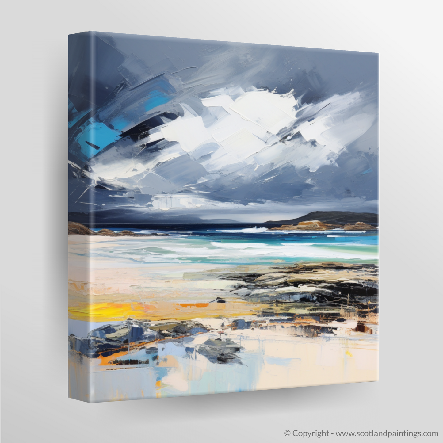 Canvas Print of Scarista Beach with a stormy sky