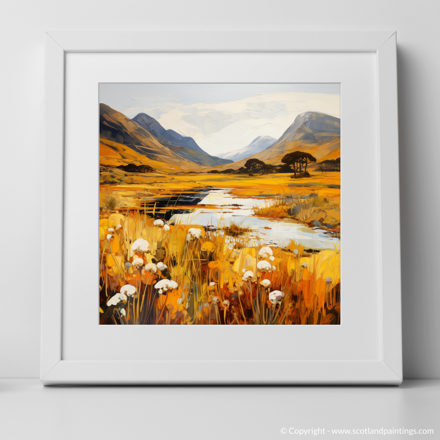 Art Print of Golden bracken in Glencoe with a white frame