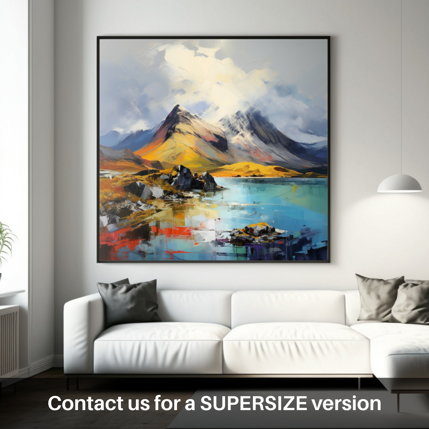 Painting and Art Print of The Cuillin, Isle of Skye. Dancing Light on The Cuillin Peaks.