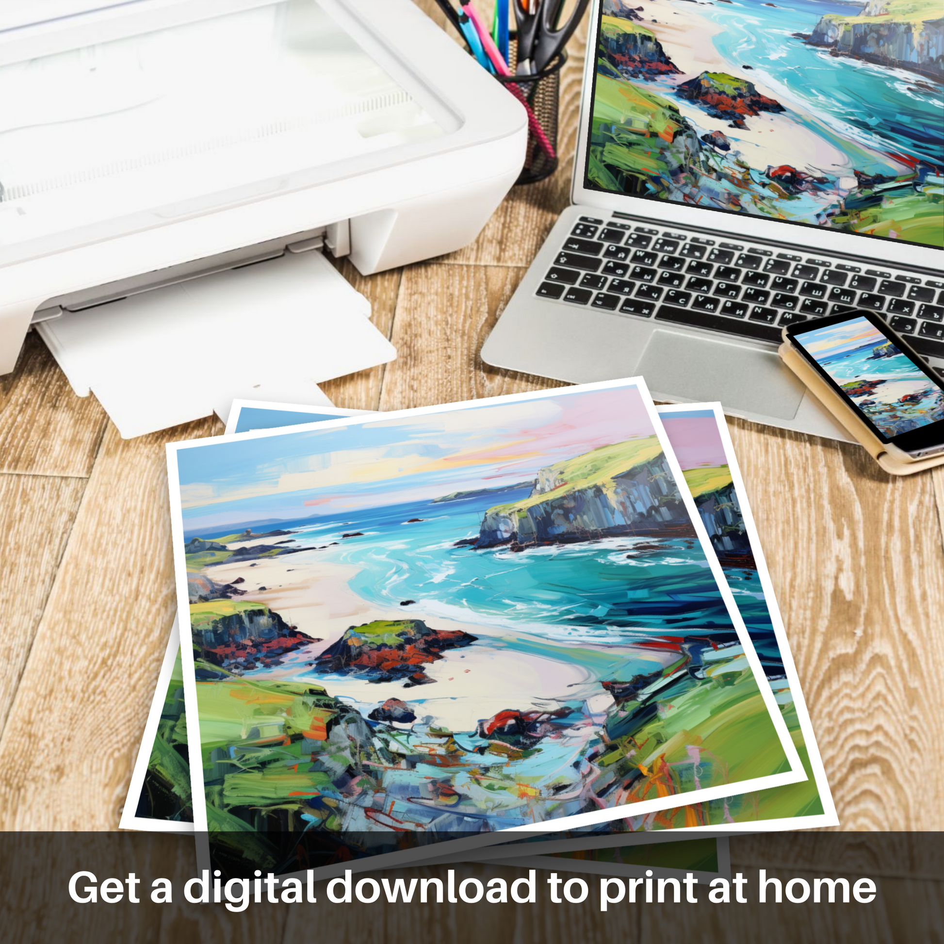 Downloadable and printable picture of Kiloran Bay, Isle of Colonsay