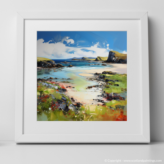 Art Print of Kiloran Bay, Isle of Colonsay with a white frame