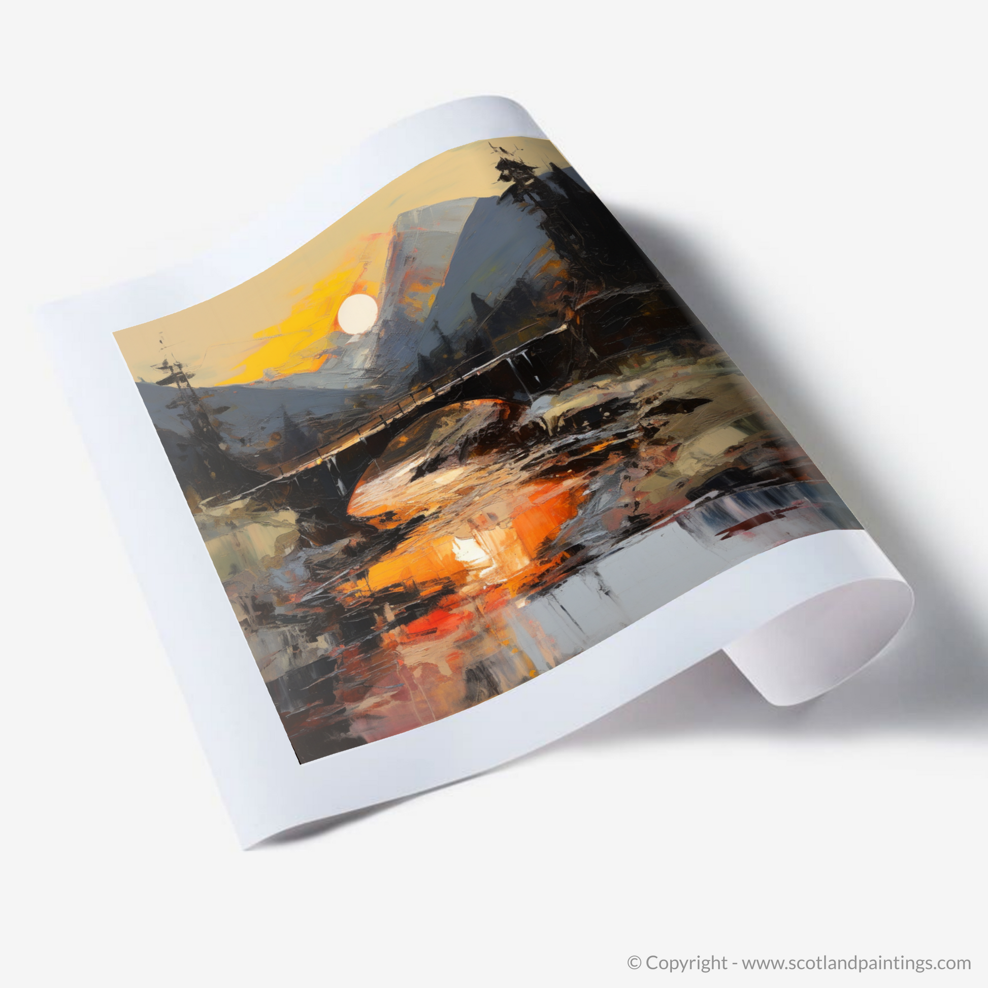 Art Print of Rustic bridge at twilight in Glencoe