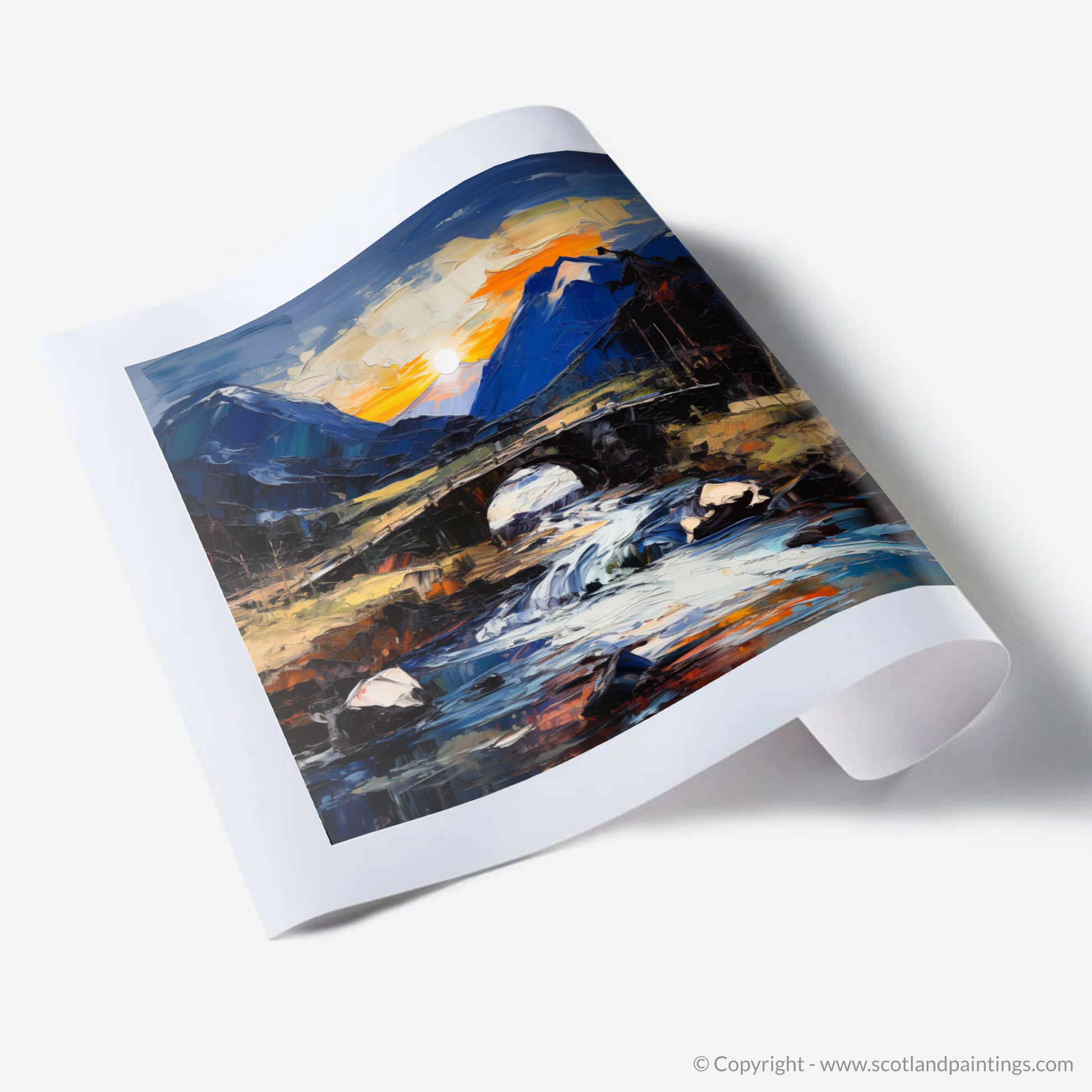 Art Print of Rustic bridge at twilight in Glencoe