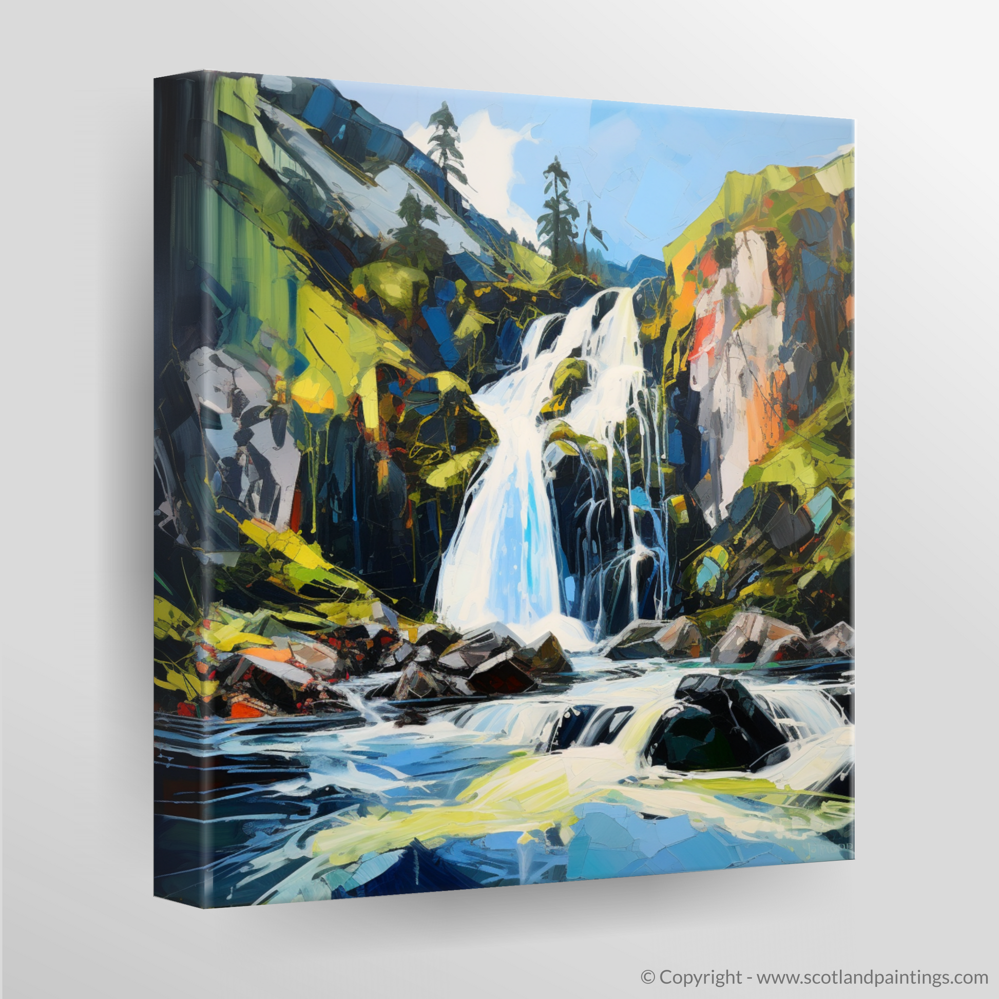 Canvas Print of Cascading waterfall in Glencoe