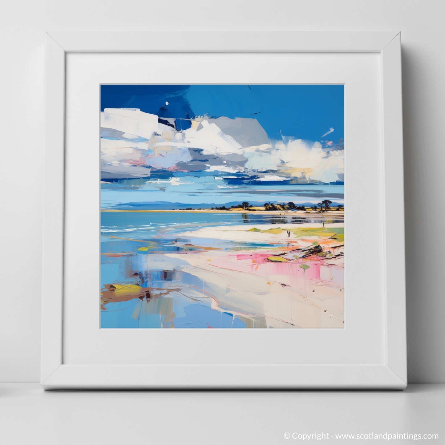 Art Print of Nairn Beach, Nairn with a white frame
