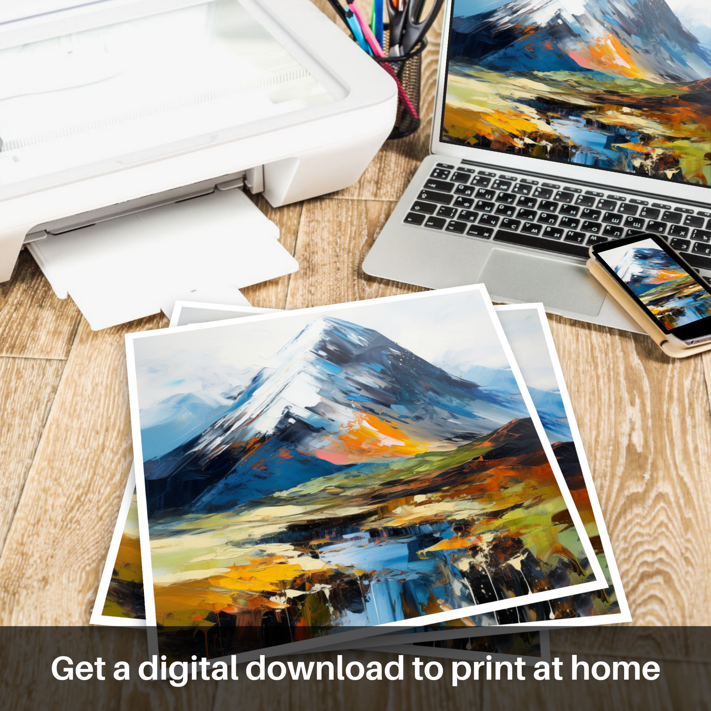 Painting and Art Print of Beinn a' Chròin. Beinn a' Chròin Unleashed: An Expressionist Ode to the Scottish Highlands.