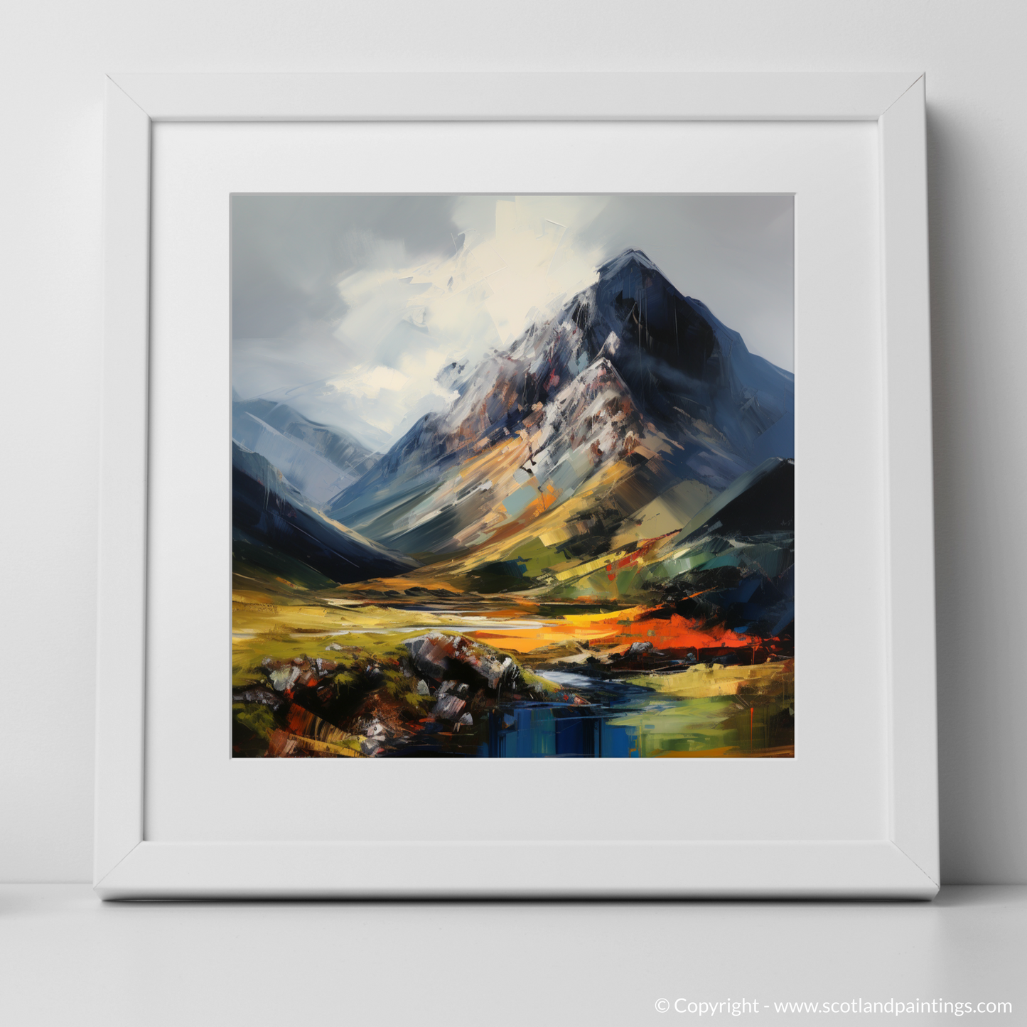 Art Print of Sgurr a' Mhaim, Highlands. with a white frame