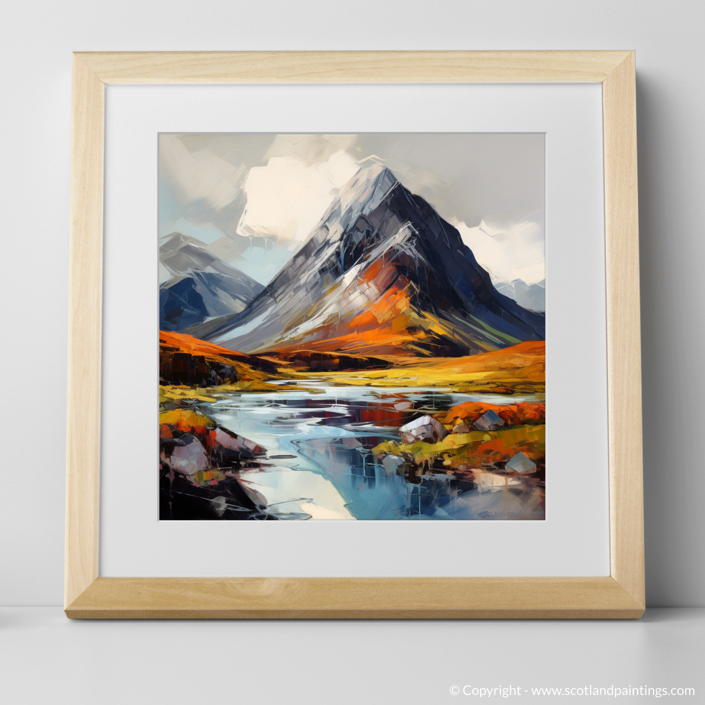 Art Print of Stob Coire Raineach (Buachaille Etive Beag) with a natural frame