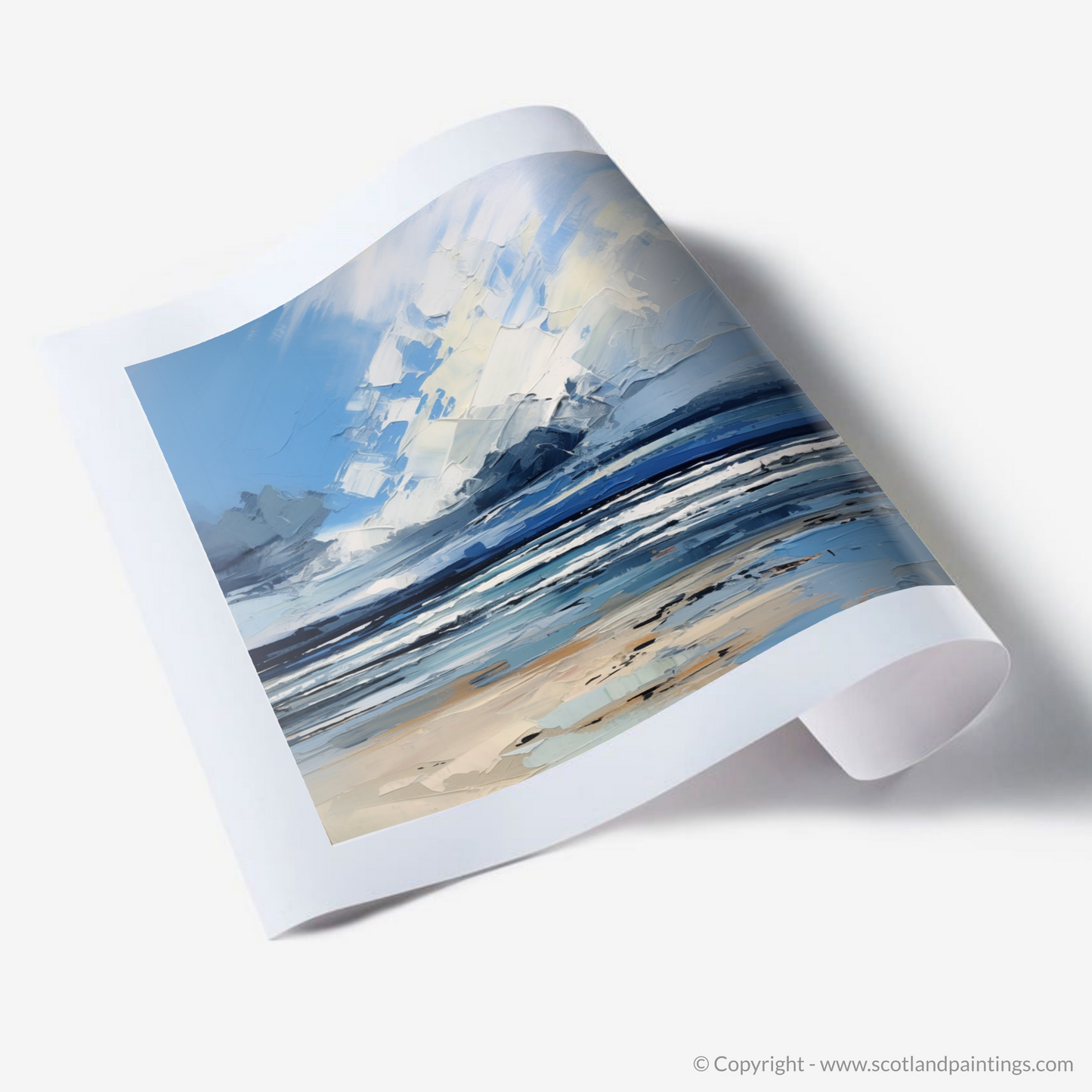 Art Print of Gullane Beach with a stormy sky
