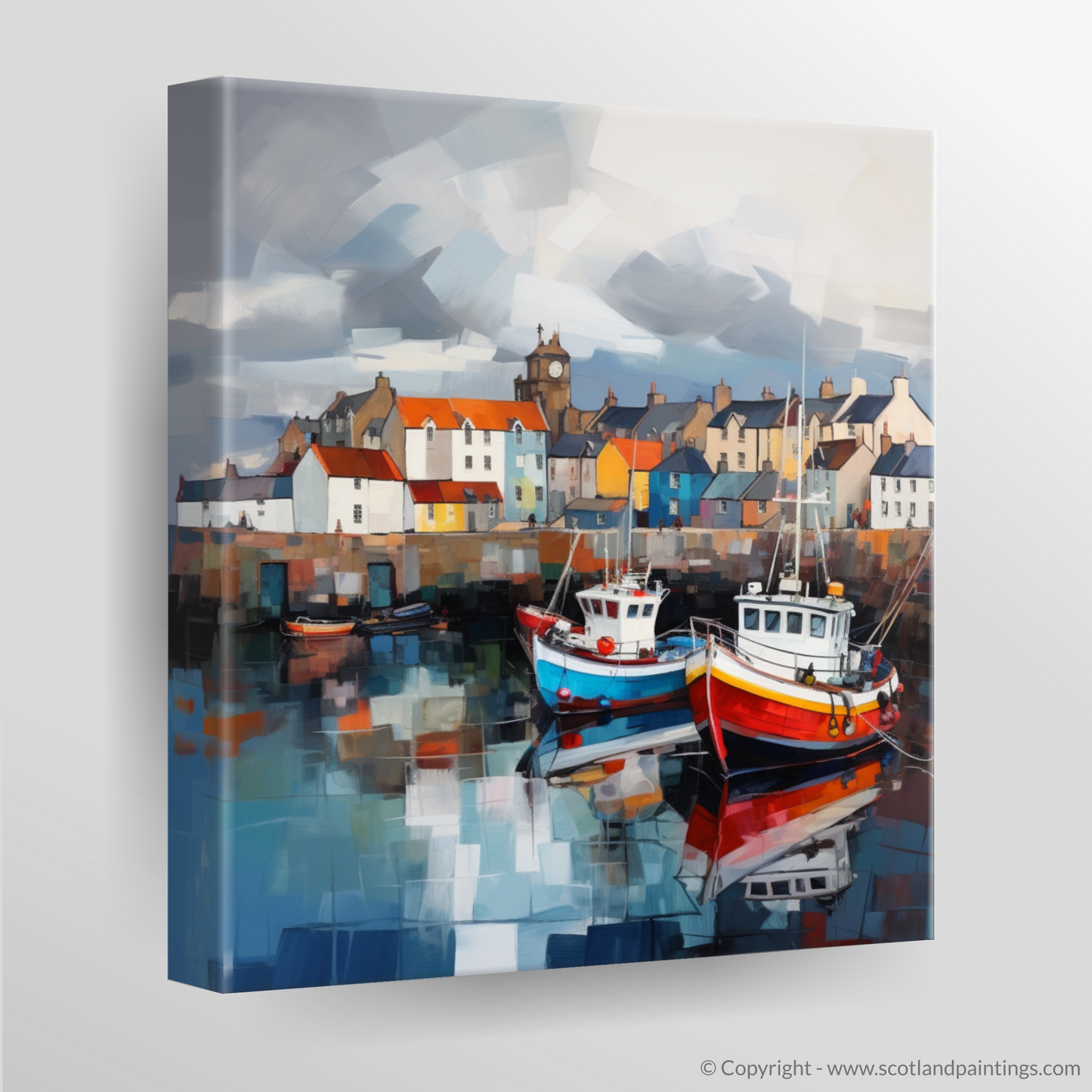 Canvas Print of Pittenweem Harbour with a stormy sky