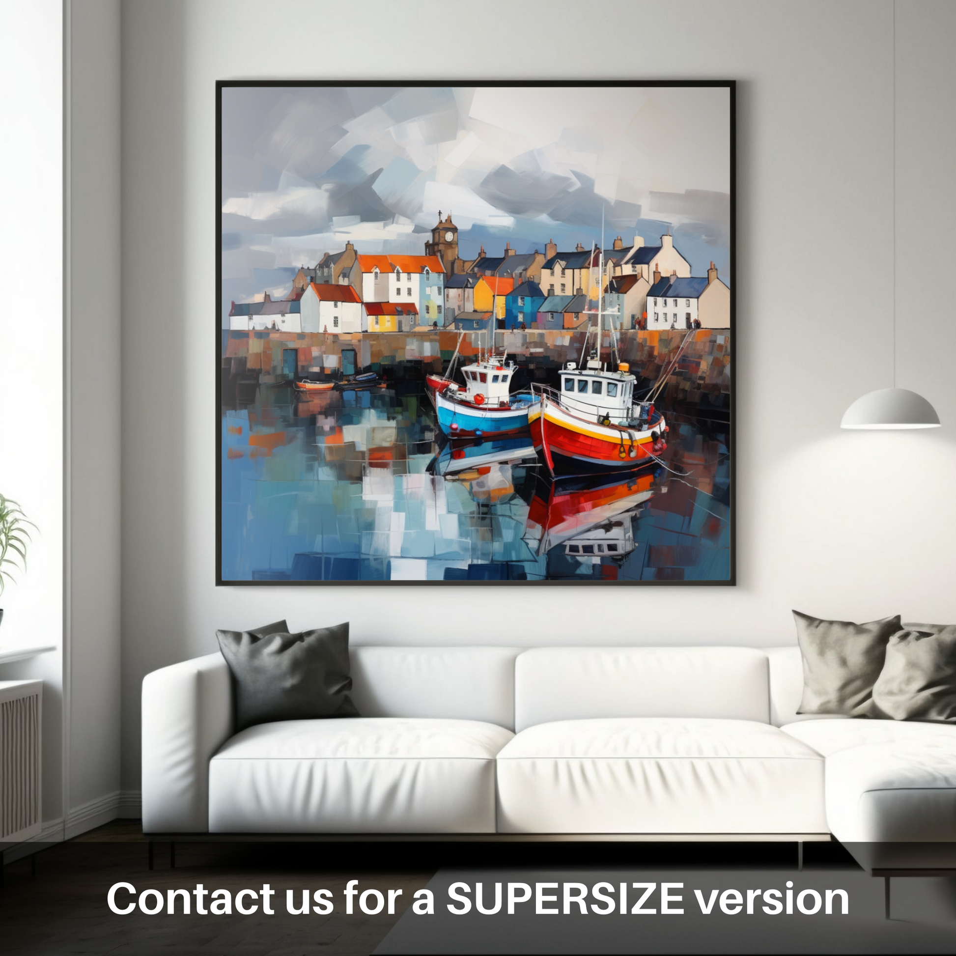 Huge supersize print of Pittenweem Harbour with a stormy sky