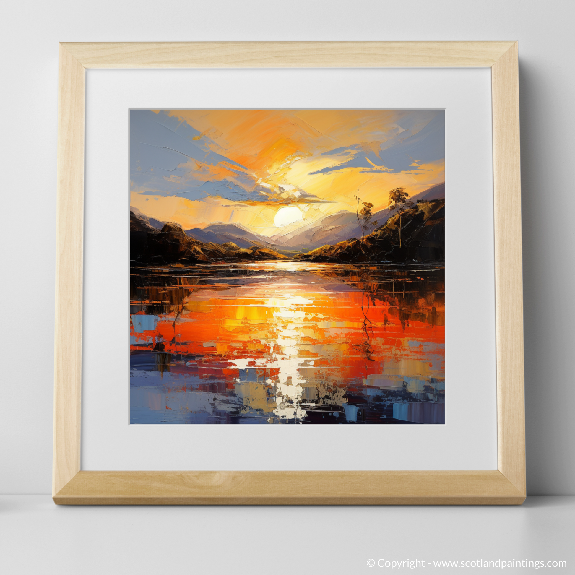 Art Print of Golden hour at Loch Lomond with a natural frame
