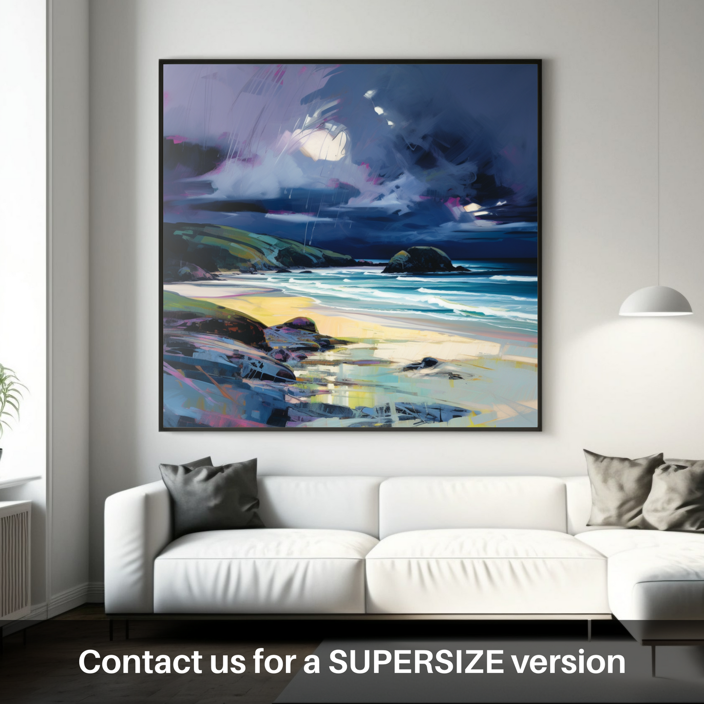 Huge supersize print of Sandwood Bay with a stormy sky