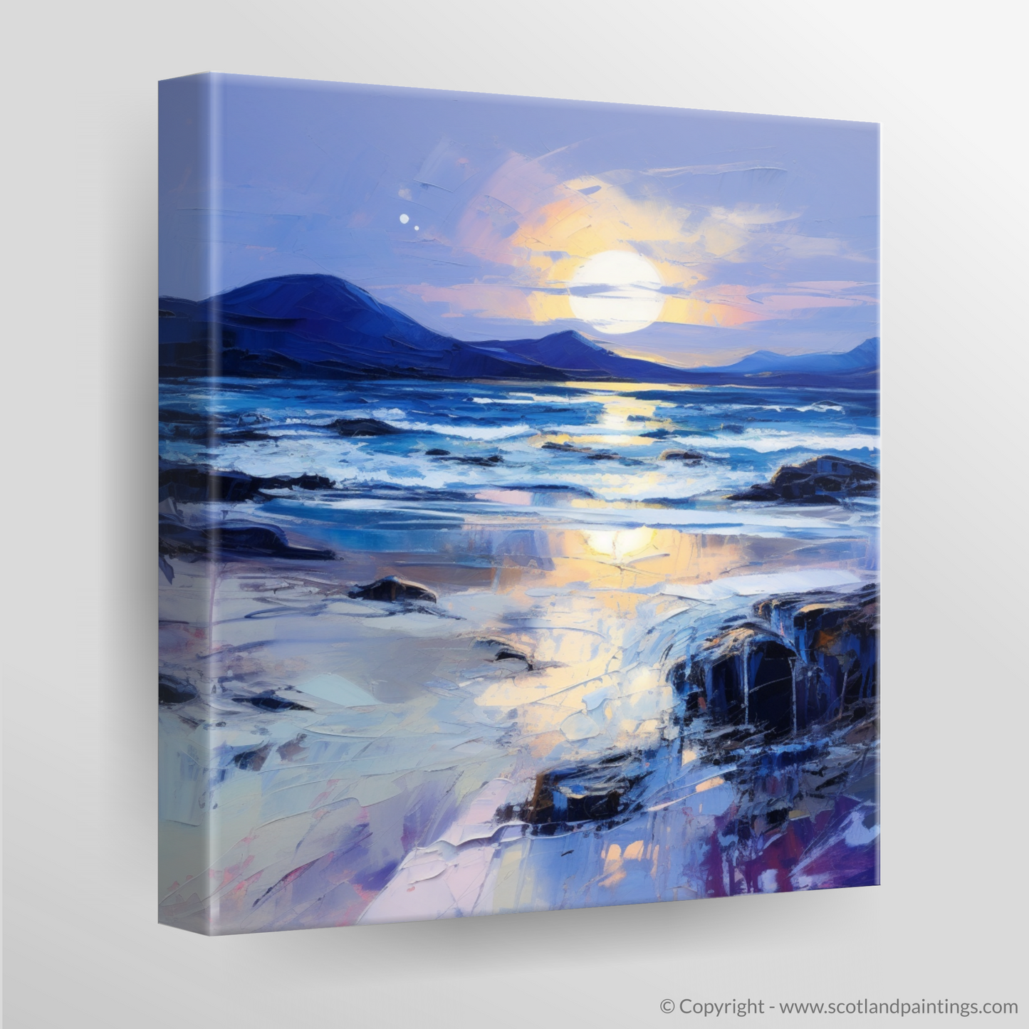 Painting and Art Print of Traigh Mhor at dusk. Dusk Embrace at Traigh Mhor.