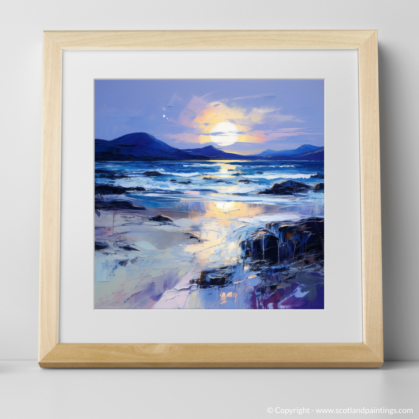 Painting and Art Print of Traigh Mhor at dusk. Dusk Embrace at Traigh Mhor.