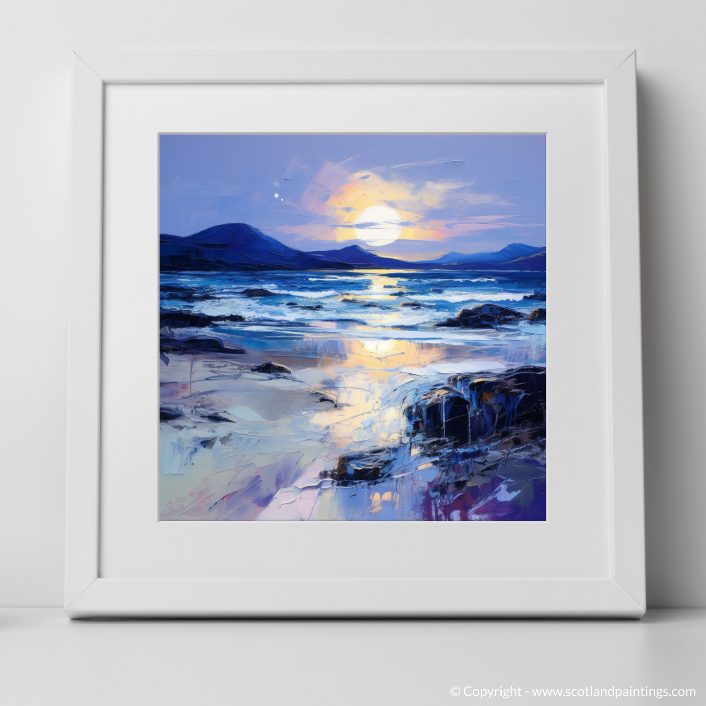 Painting and Art Print of Traigh Mhor at dusk. Dusk Embrace at Traigh Mhor.