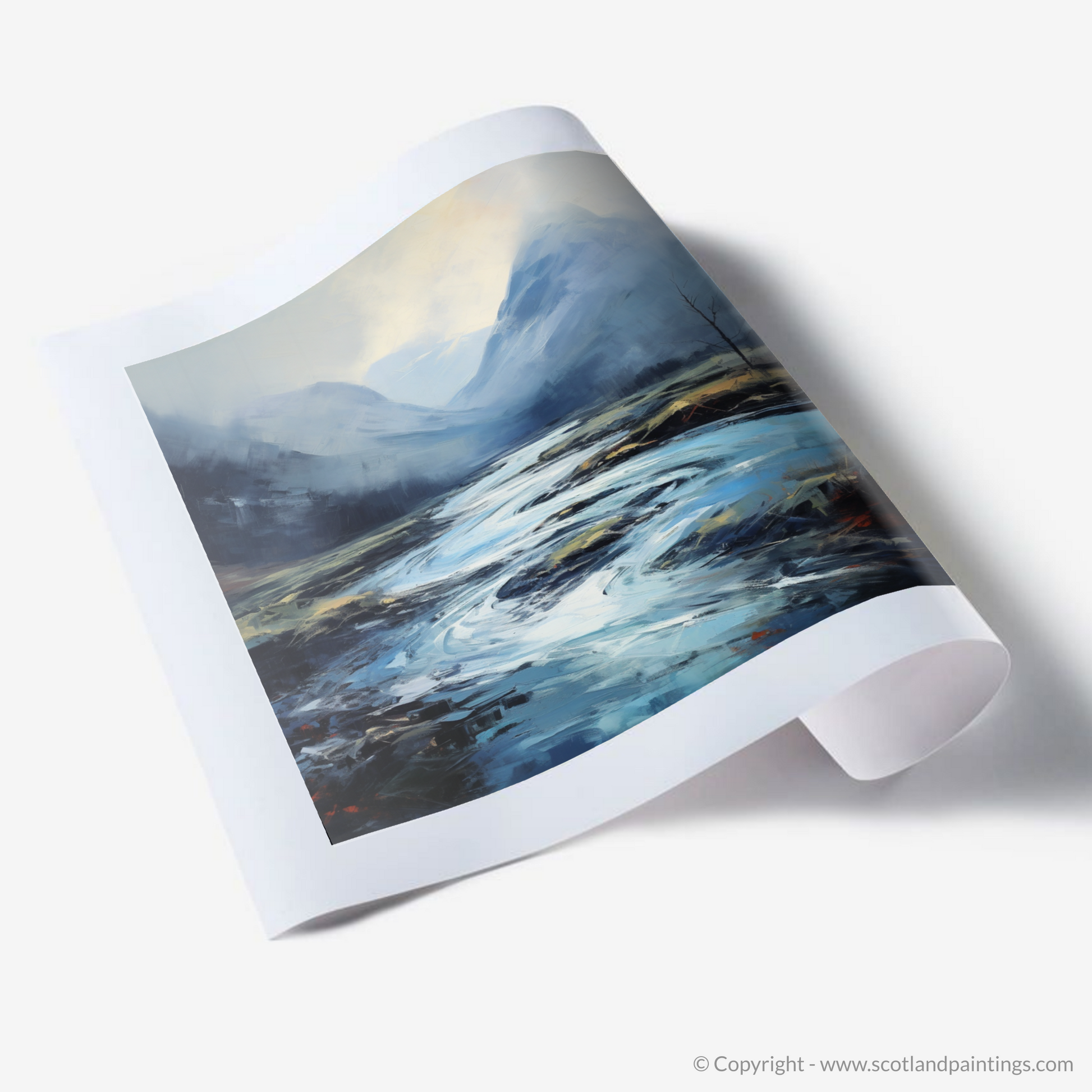 Art Print of Mist over river at dawn in Glencoe