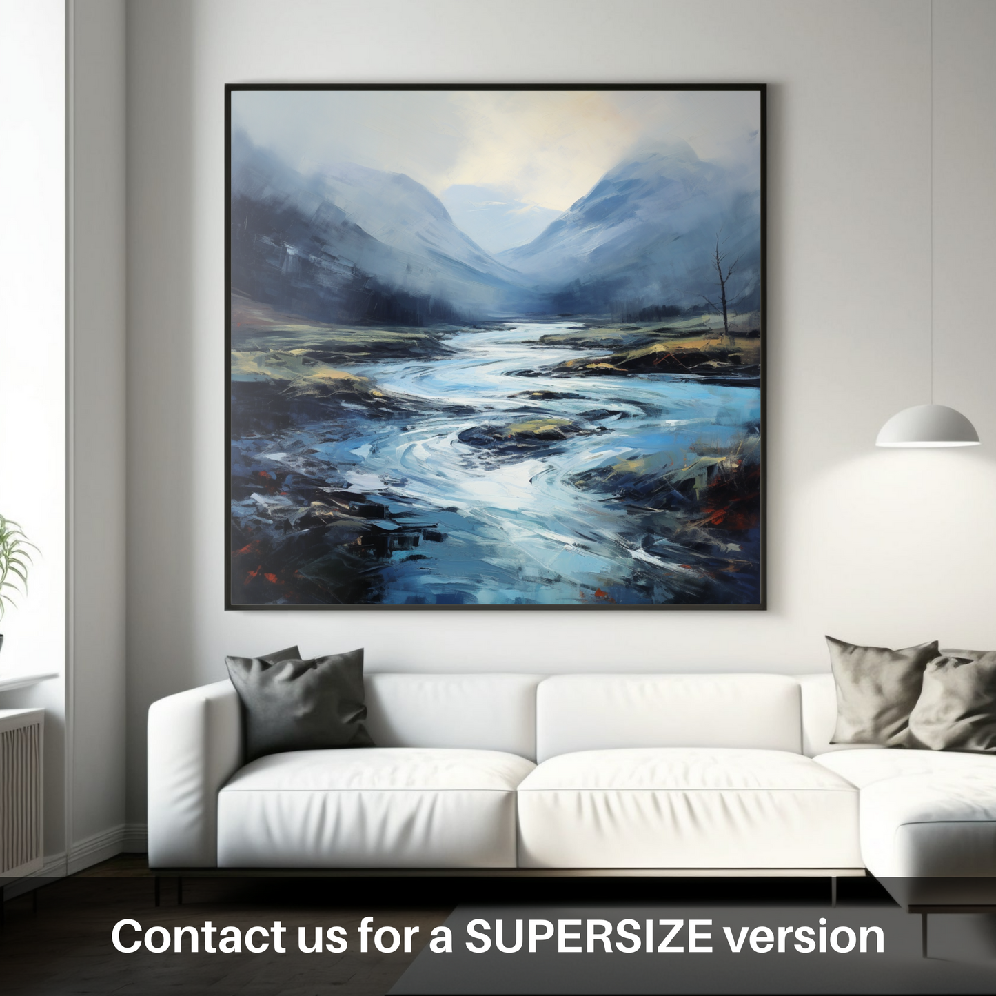 Huge supersize print of Mist over river at dawn in Glencoe