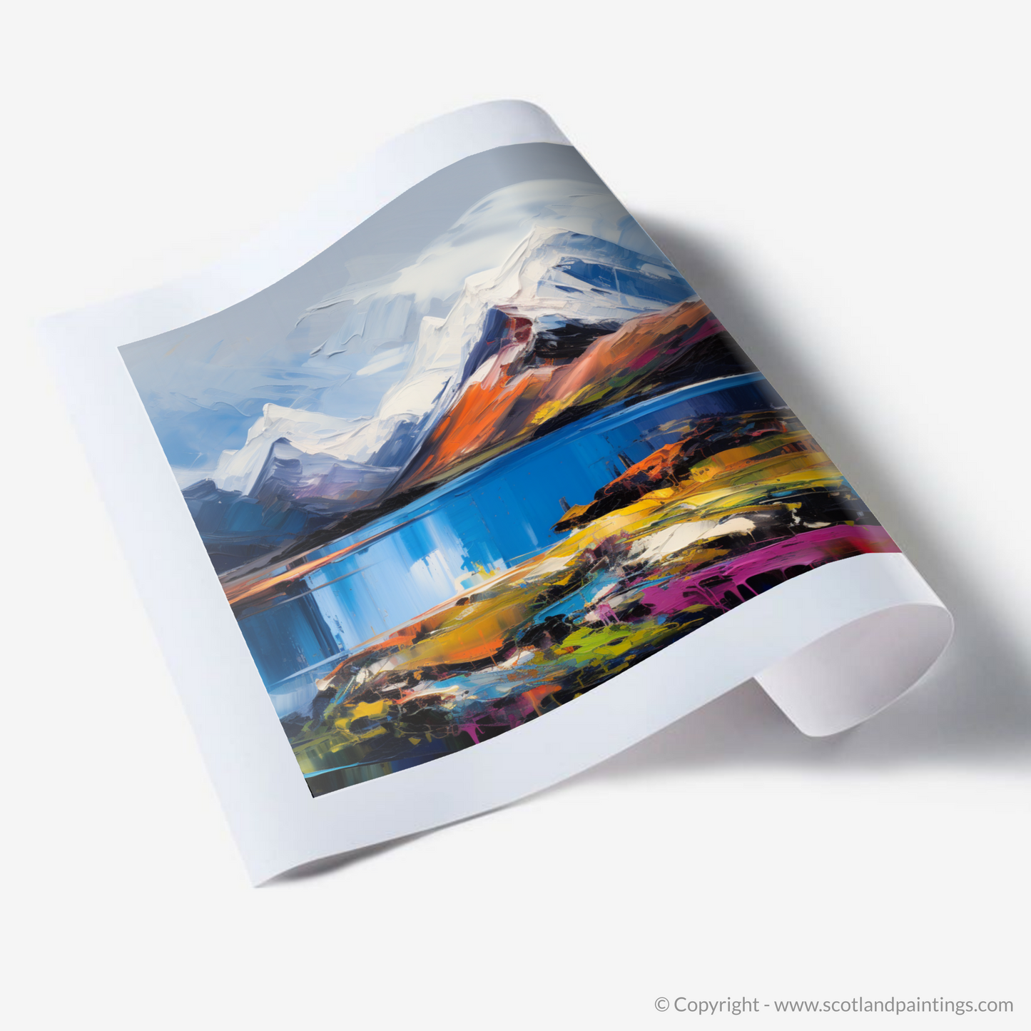 Art Print of Snow-capped peaks overlooking Loch Lomond