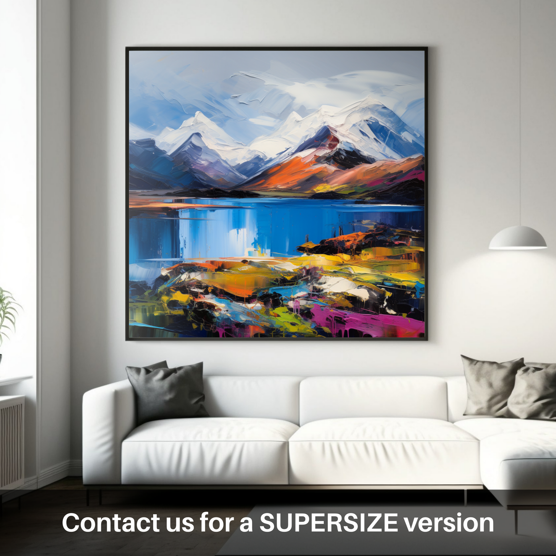 Huge supersize print of Snow-capped peaks overlooking Loch Lomond