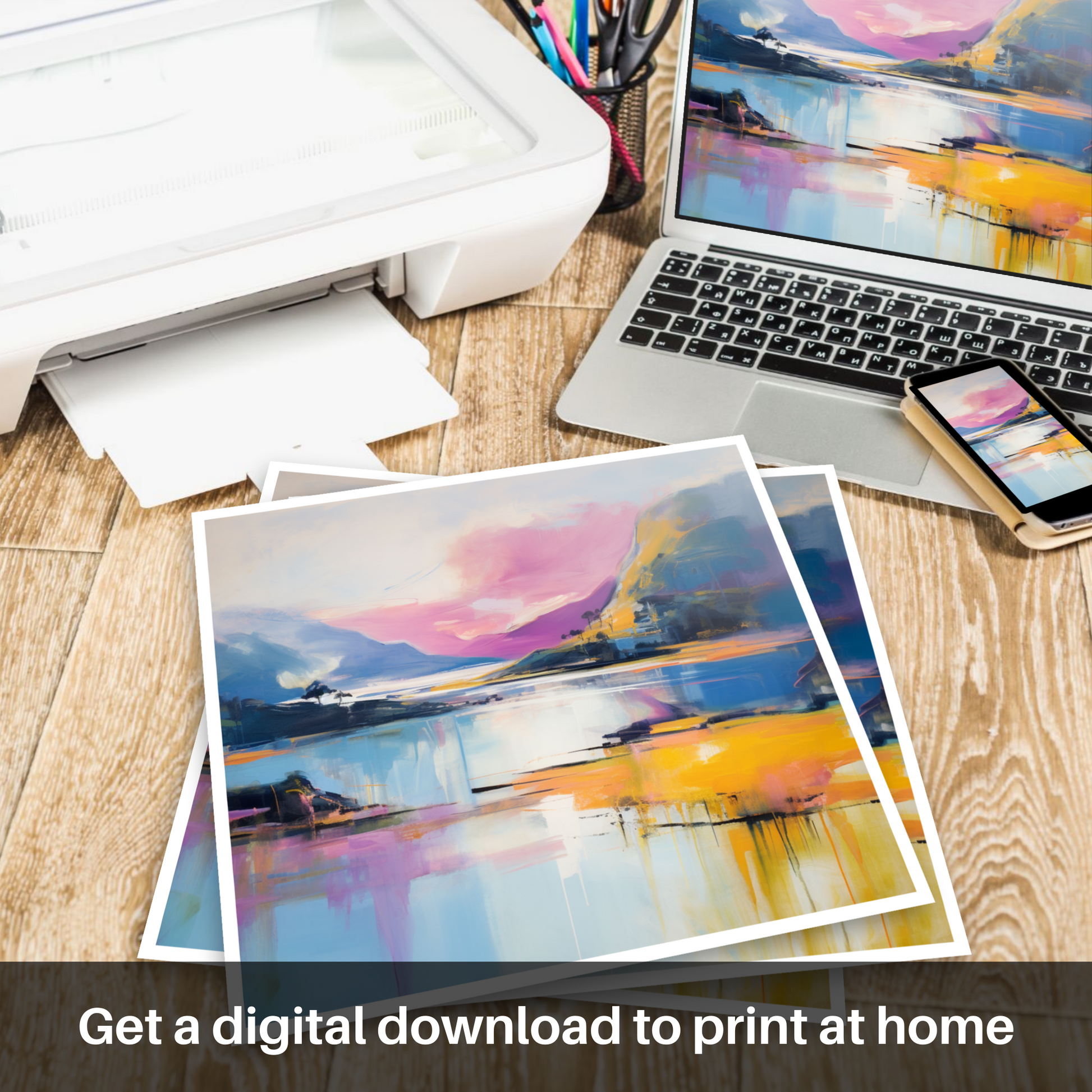 Downloadable and printable picture of Loch Morar, Highlands in summer