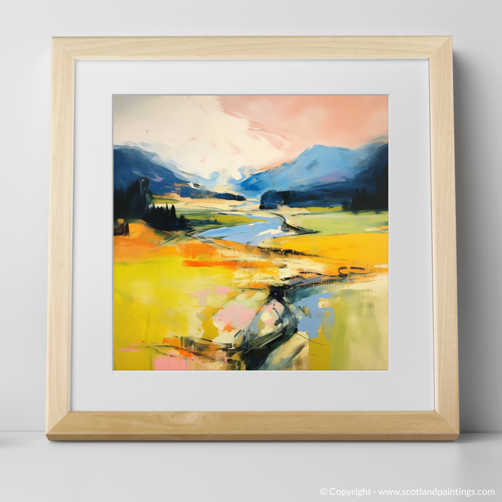 Art Print of Glen Tilt, Perthshire in summer with a natural frame