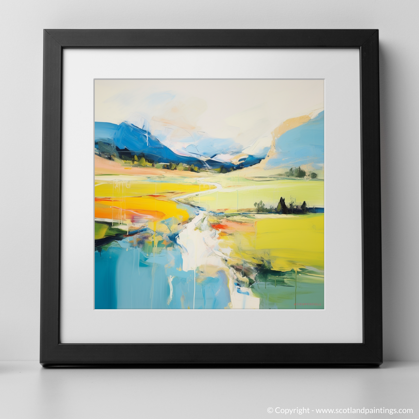 Art Print of Glen Tilt, Perthshire in summer with a black frame