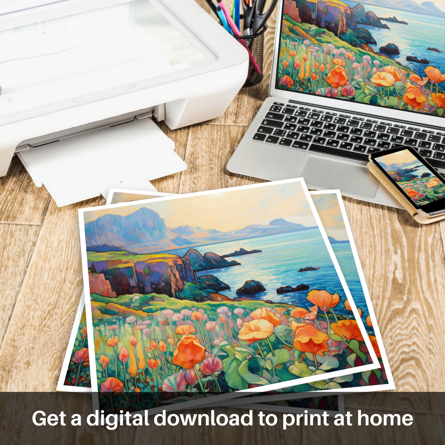 Downloadable and printable picture of Isle of Canna, Inner Hebrides in summer