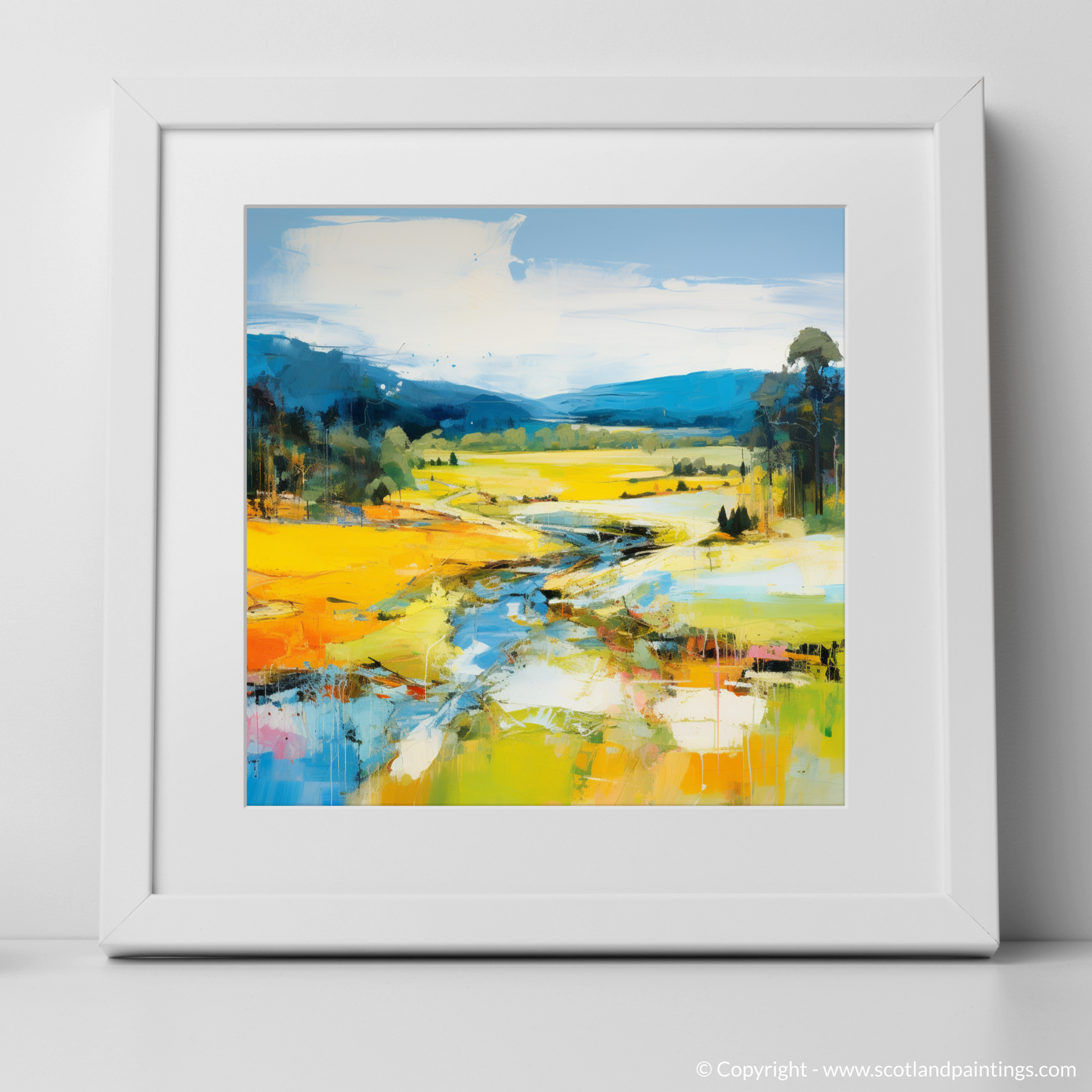Art Print of Glen Tanar, Aberdeenshire in summer with a white frame