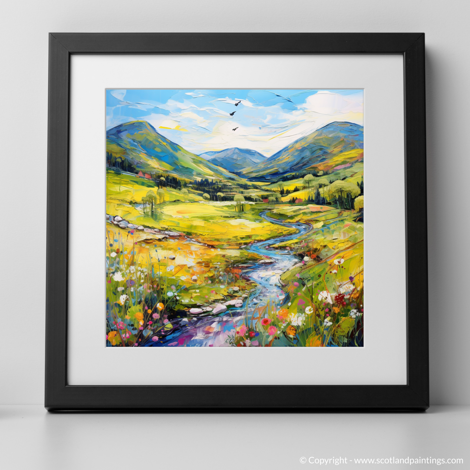 Art Print of Glen Garry, Highlands in summer with a black frame