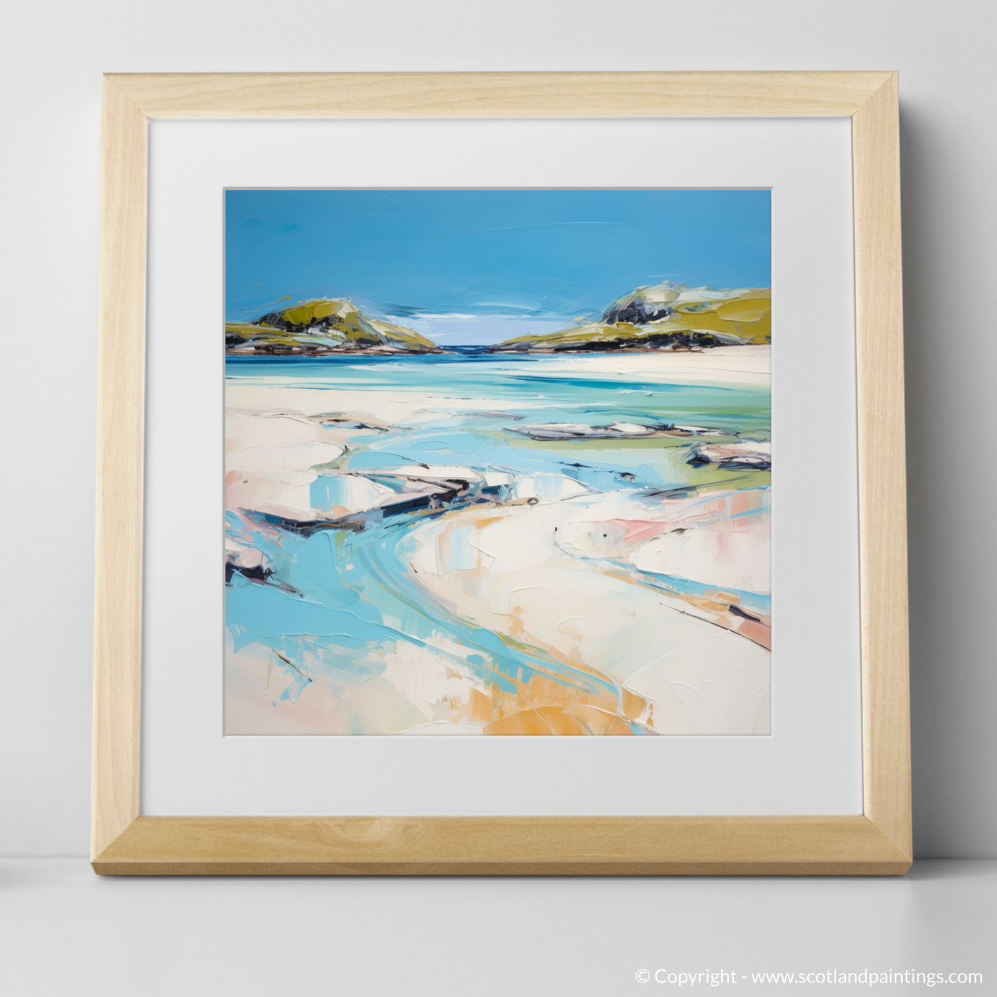 Art Print of Silver Sands of Morar in summer with a natural frame