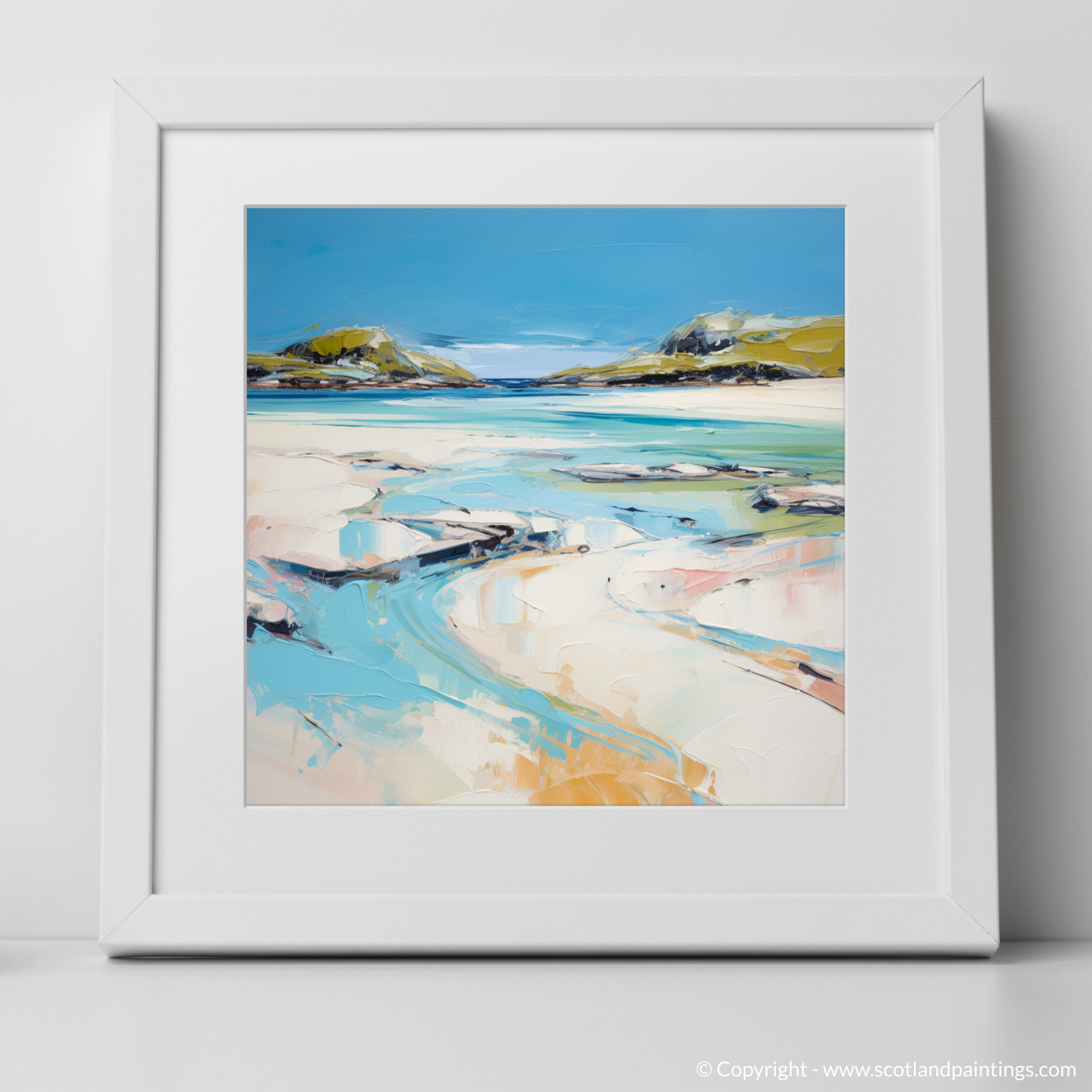 Art Print of Silver Sands of Morar in summer with a white frame