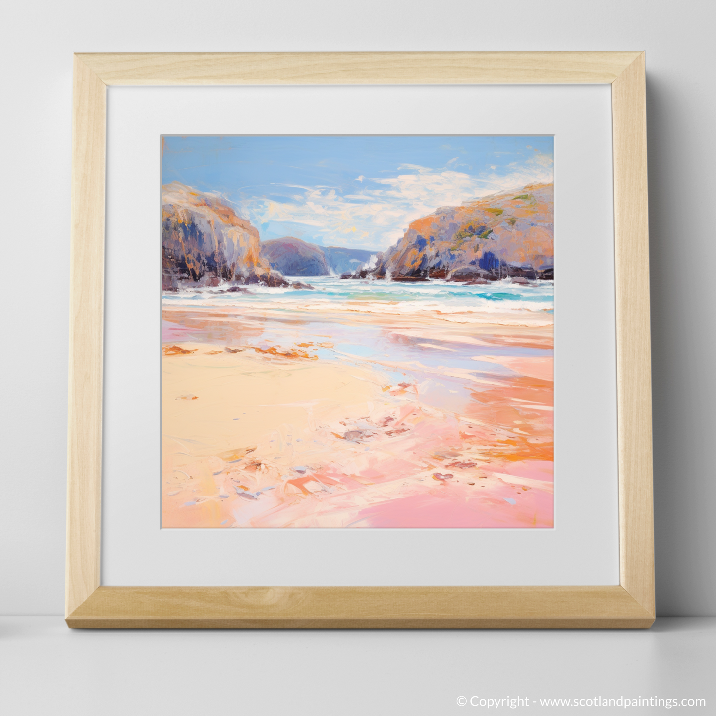 Art Print of Sandwood Bay, Sutherland in summer with a natural frame