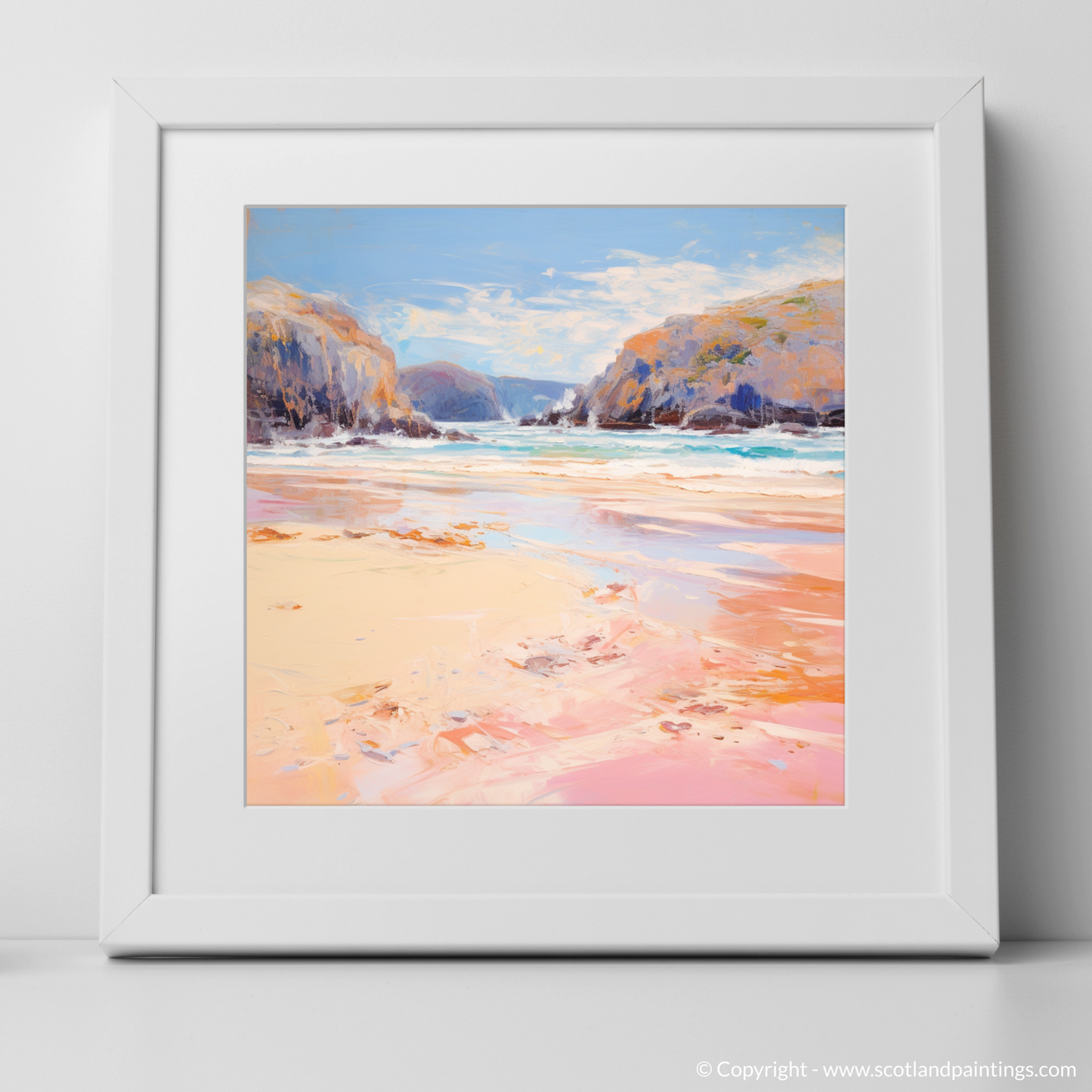Art Print of Sandwood Bay, Sutherland in summer with a white frame