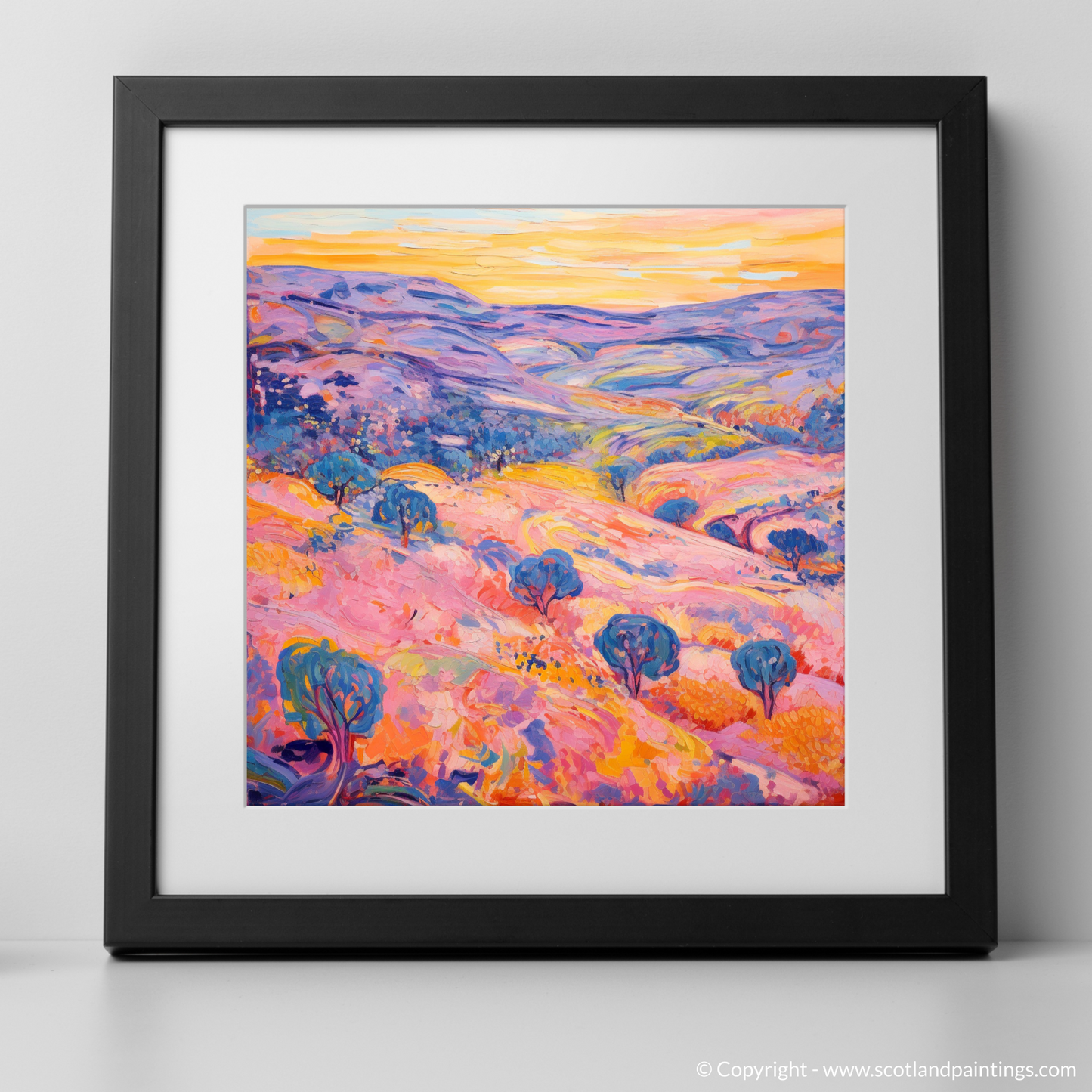 Art Print of Glenmore, Highlands in summer with a black frame