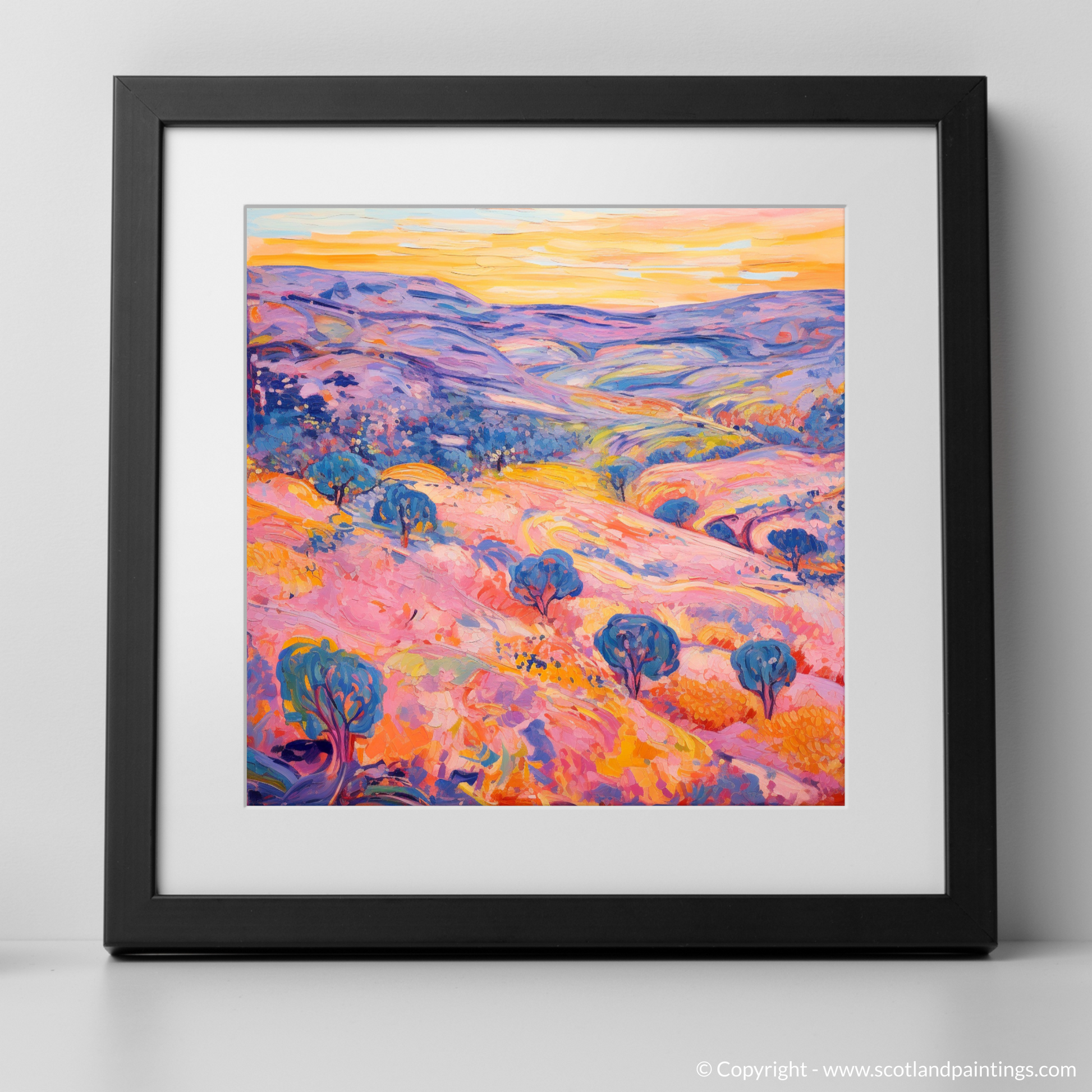 Art Print of Glenmore, Highlands in summer with a black frame