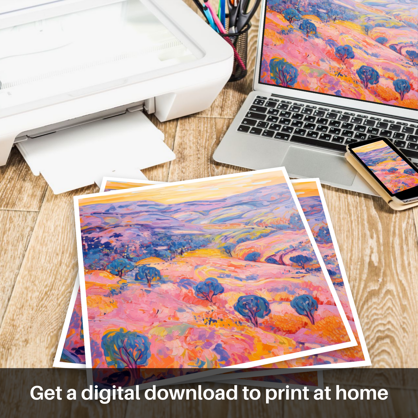 Downloadable and printable picture of Glenmore, Highlands in summer