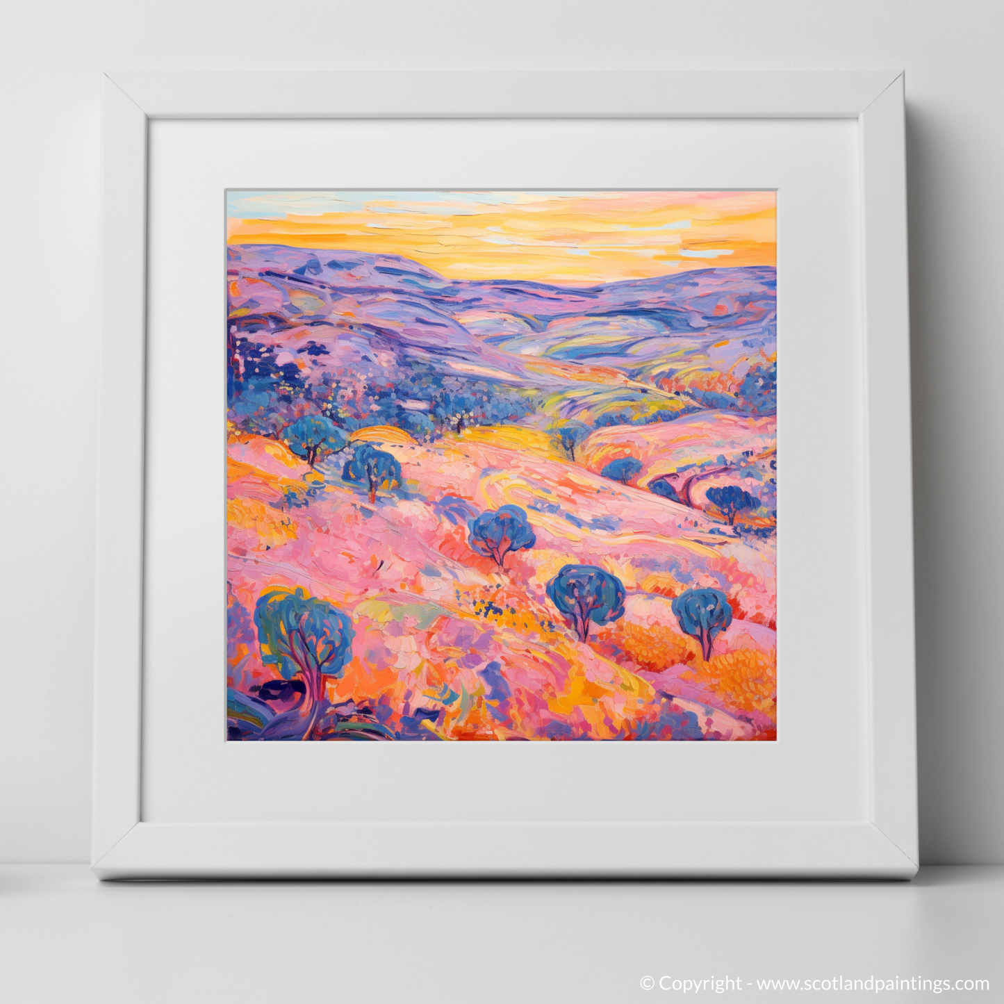 Art Print of Glenmore, Highlands in summer with a white frame