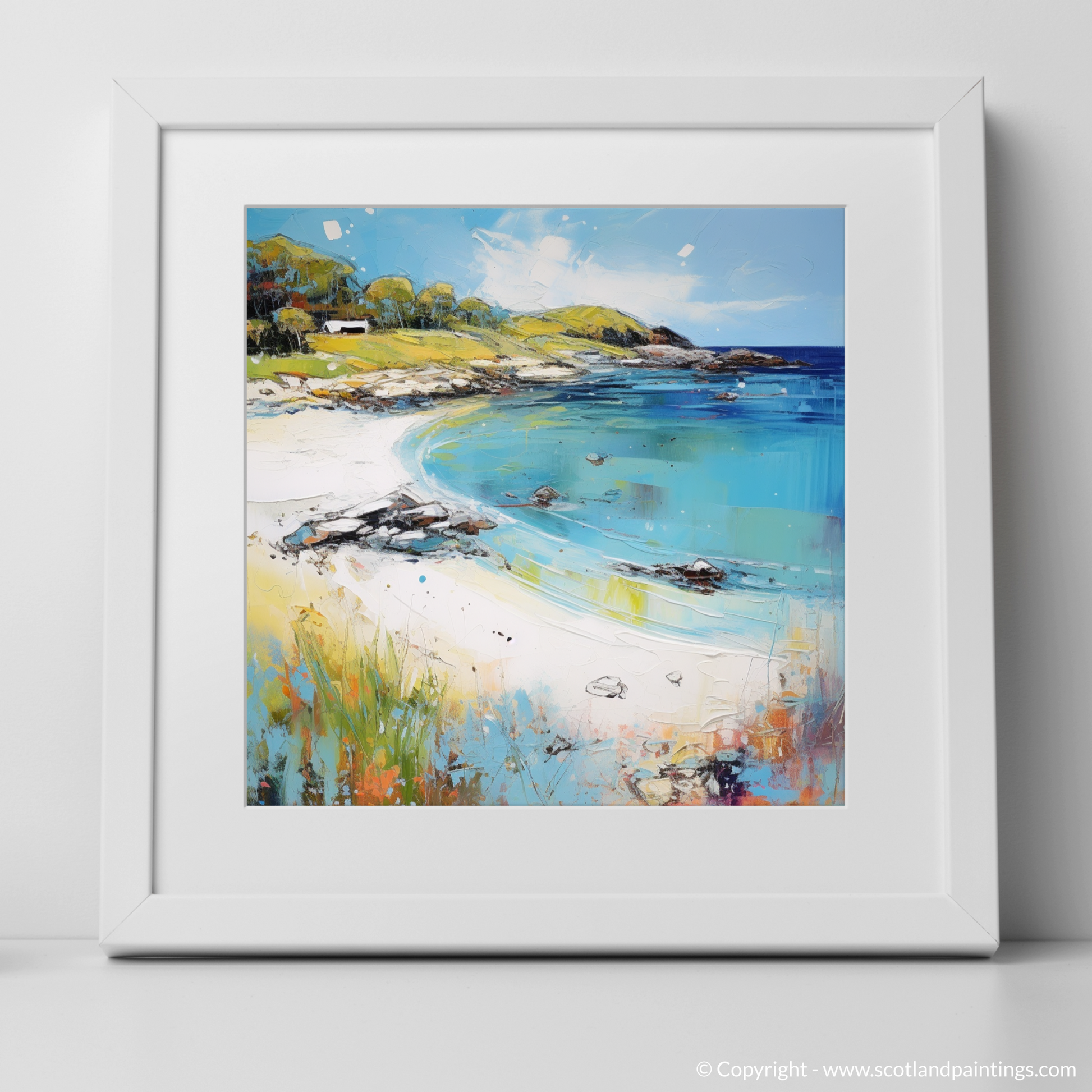Art Print of Calgary Bay, Isle of Mull in summer with a white frame