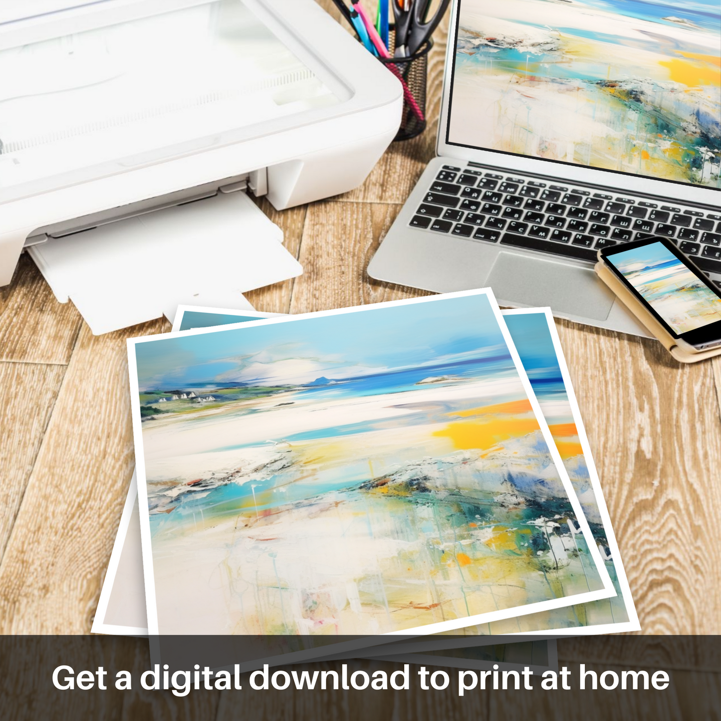 Downloadable and printable picture of Silver Sands of Morar in summer