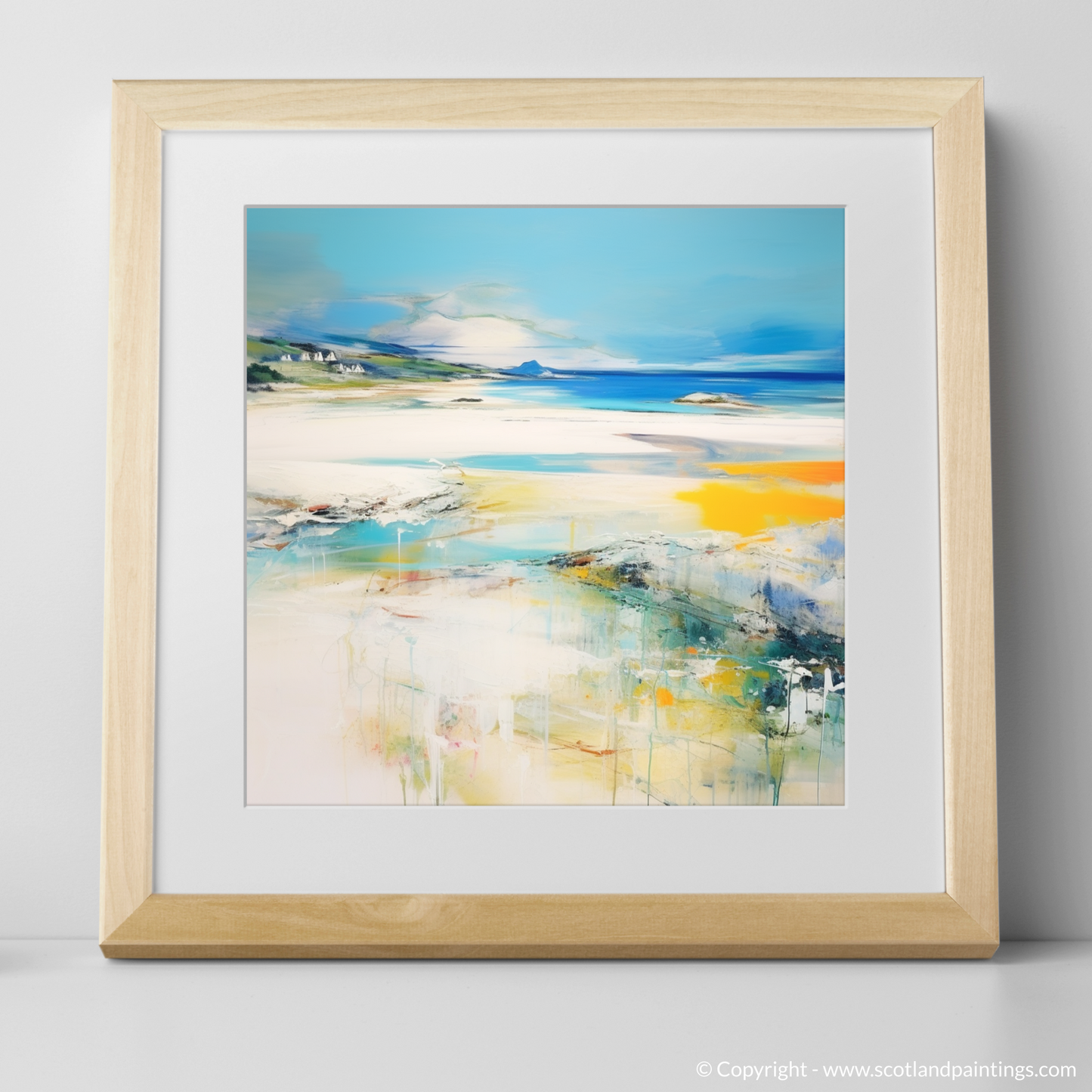 Art Print of Silver Sands of Morar in summer with a natural frame