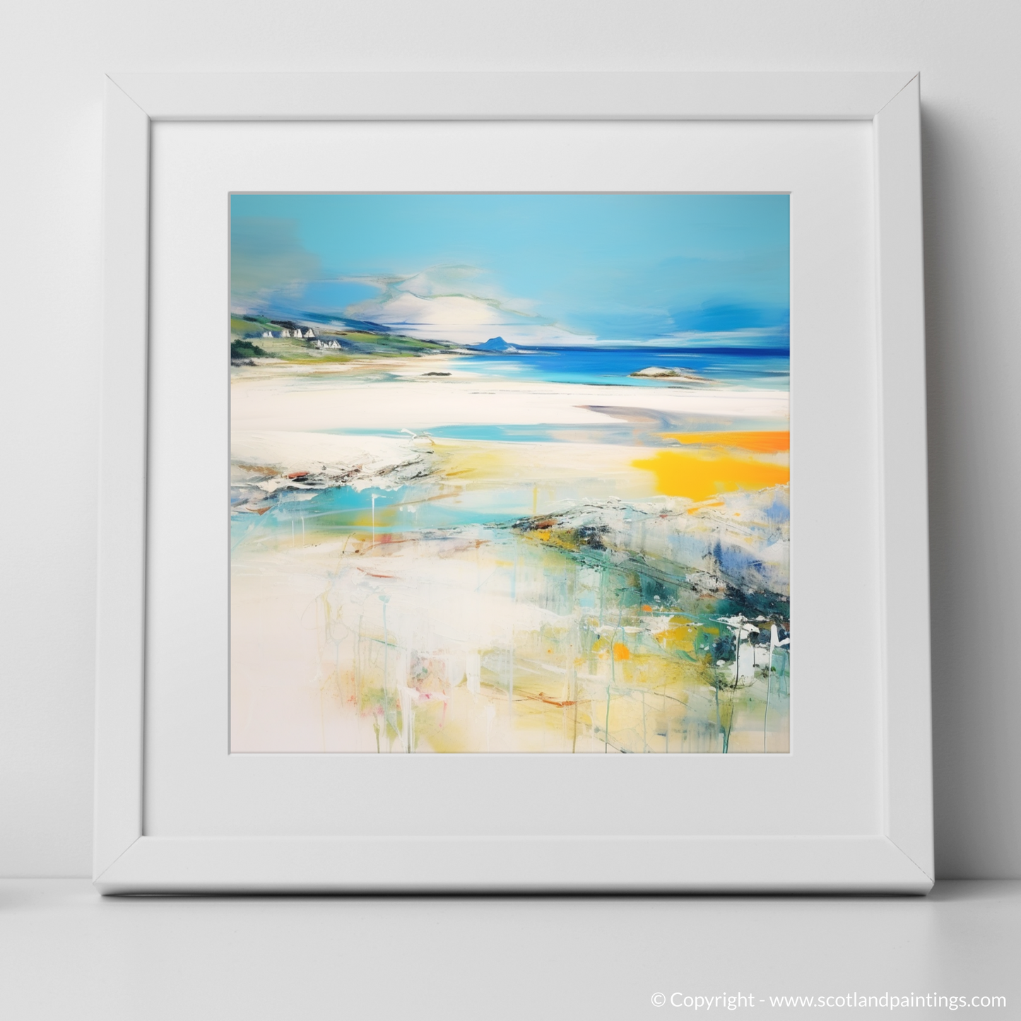 Art Print of Silver Sands of Morar in summer with a white frame