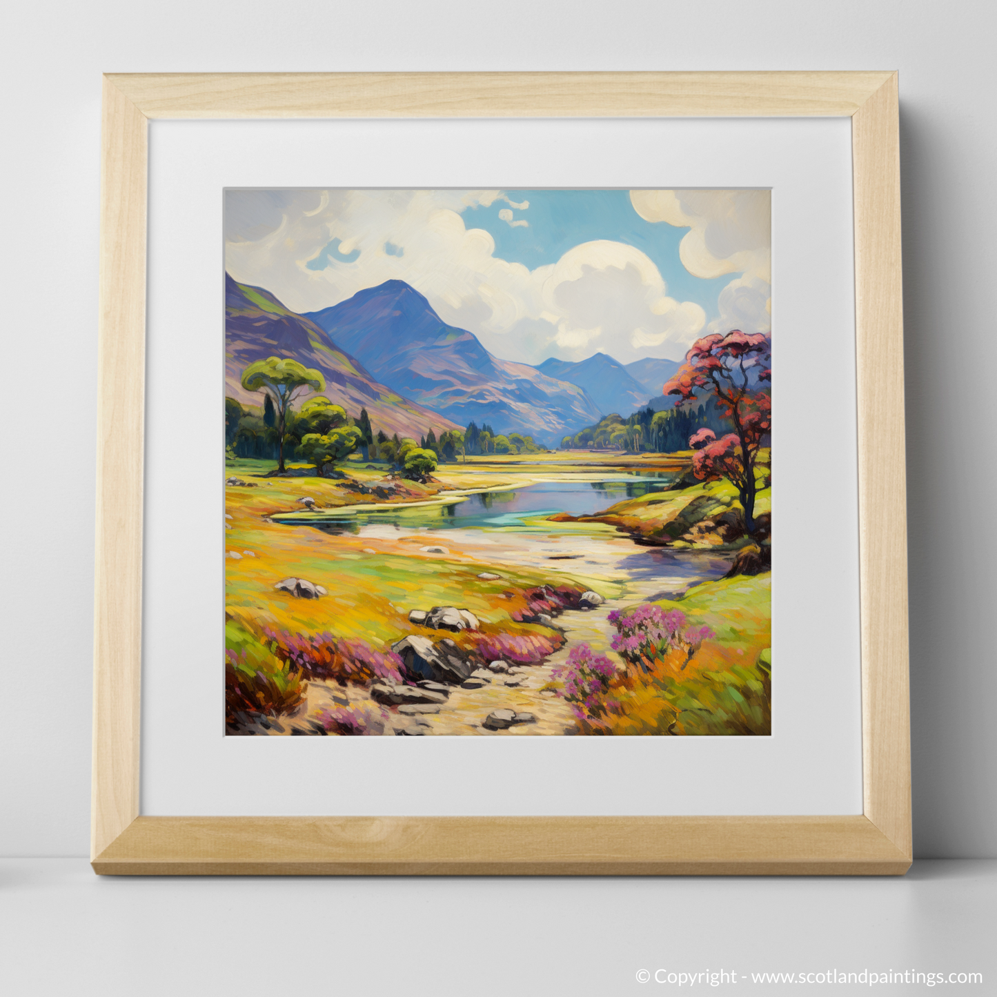 Art Print of Glen Affric, Highlands in summer with a natural frame