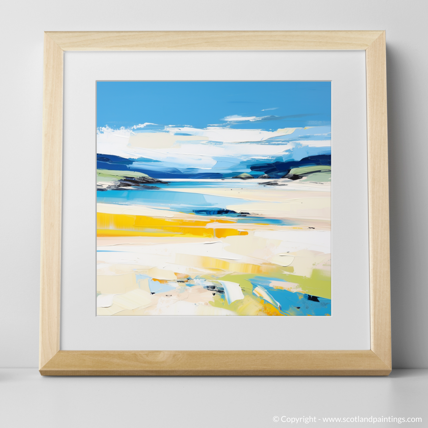 Art Print of Durness Beach, Sutherland in summer with a natural frame