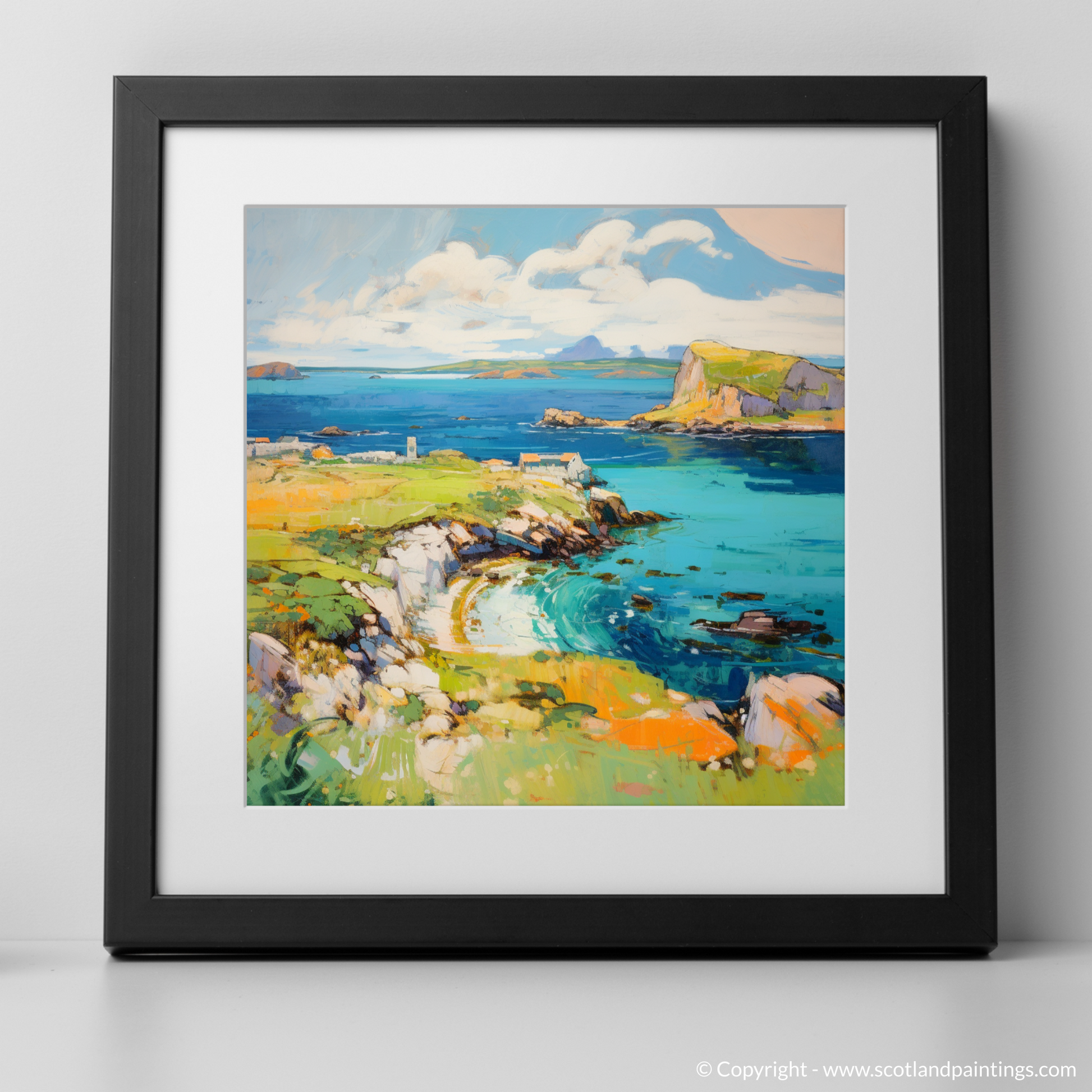 Art Print of Isle of Skyes smaller isles, Inner Hebrides in summer with a black frame