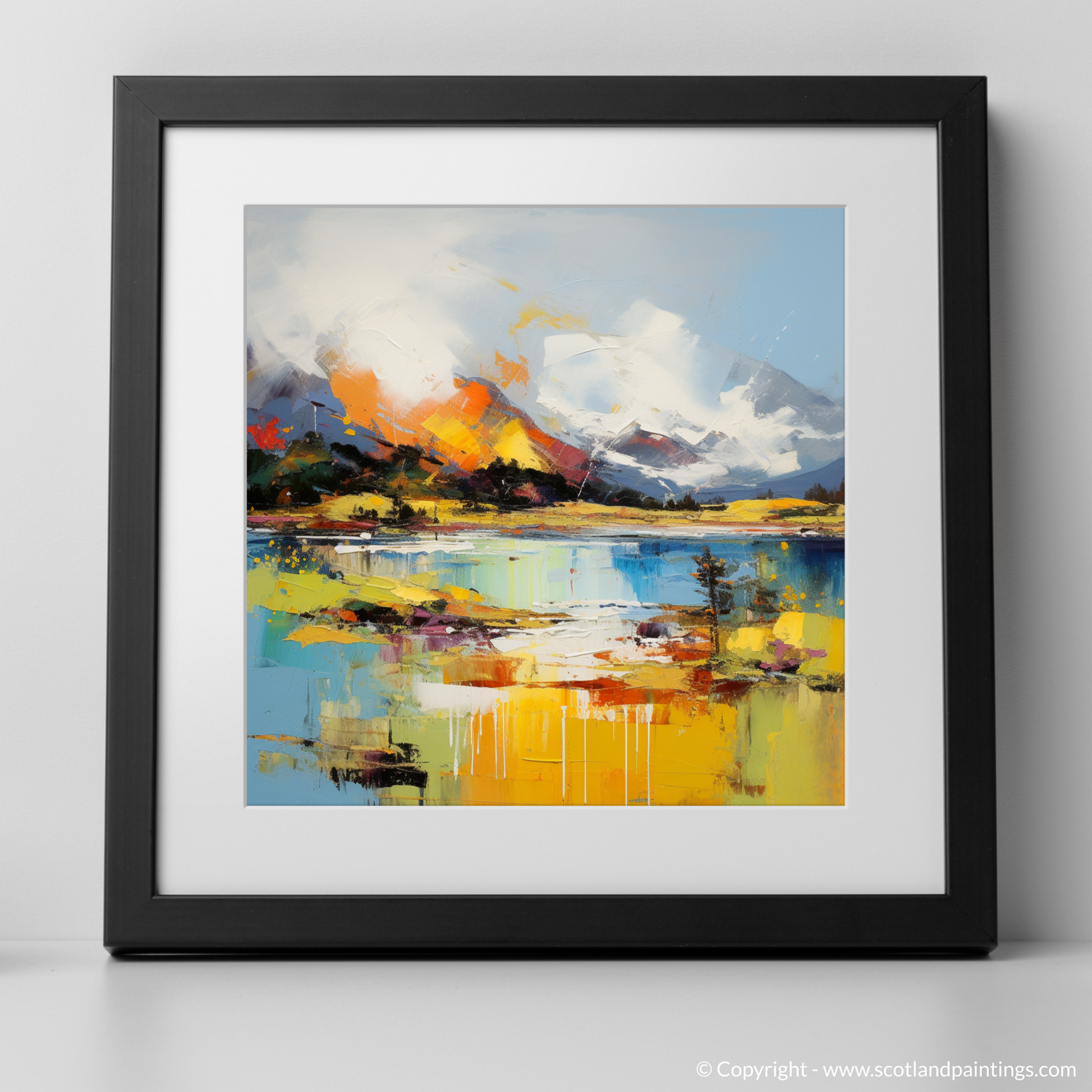 Art Print of Loch Maree, Wester Ross in summer with a black frame