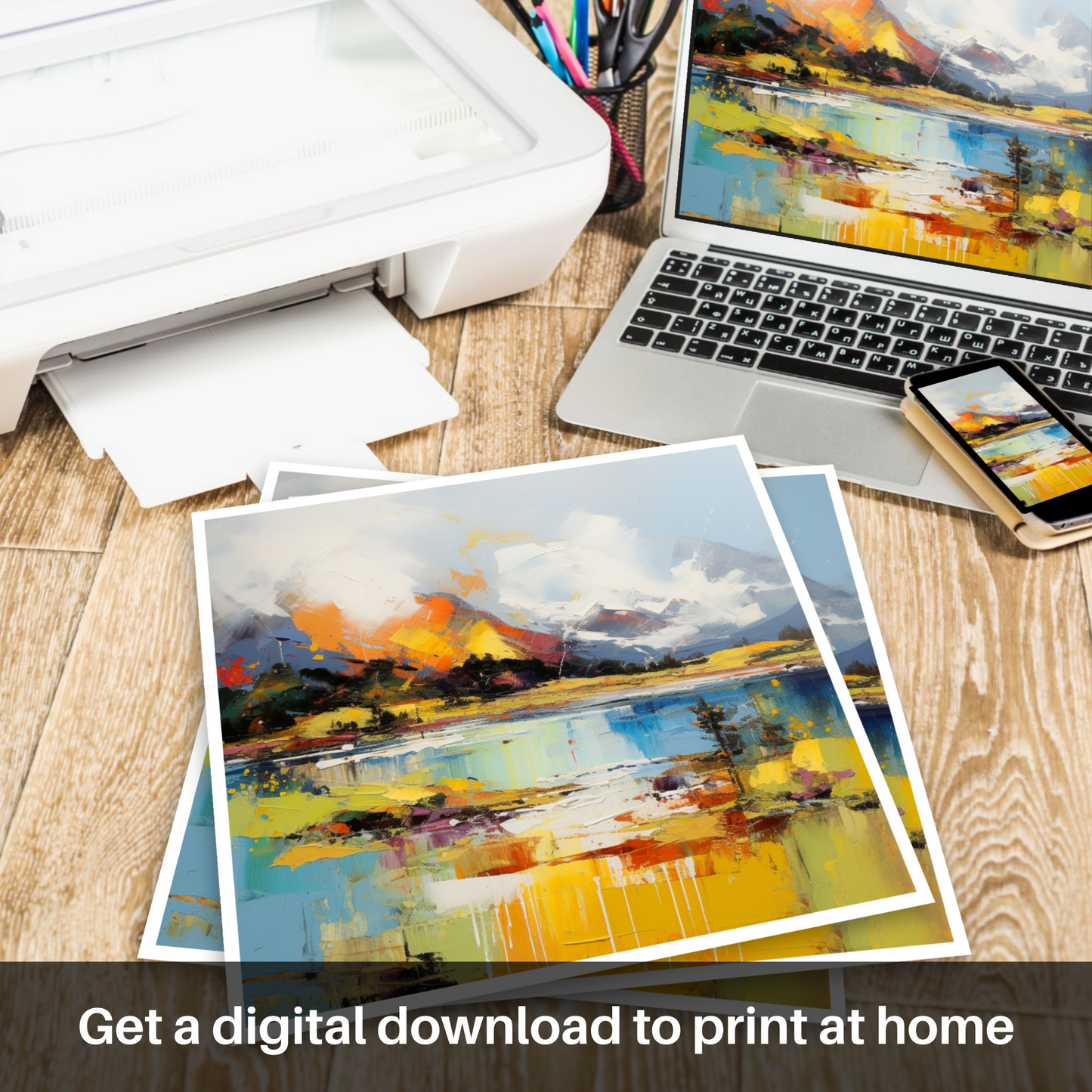 Downloadable and printable picture of Loch Maree, Wester Ross in summer